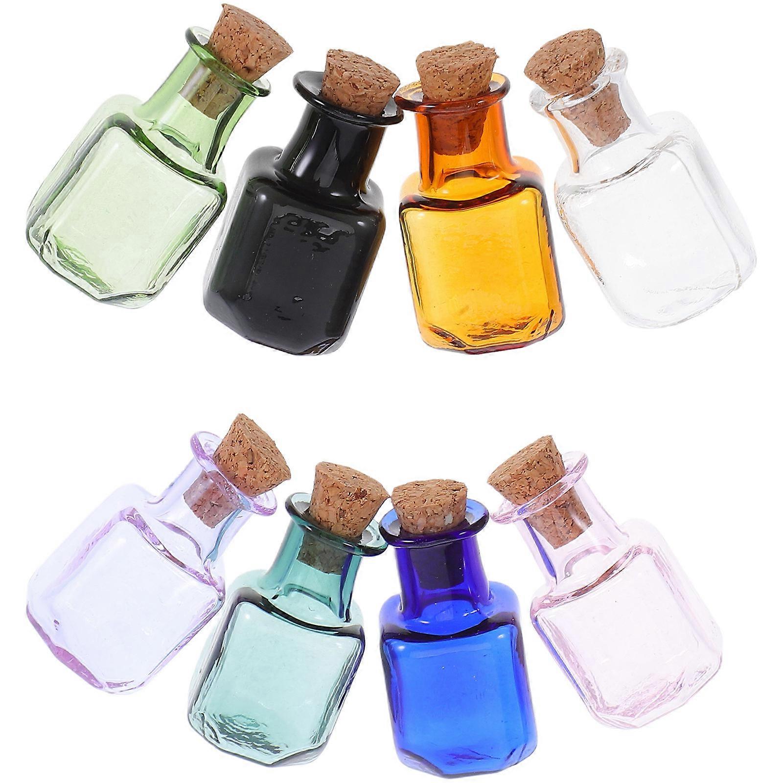 Mini Square Glass Bottles for Party 8Pcs Wishing Jar with Cork