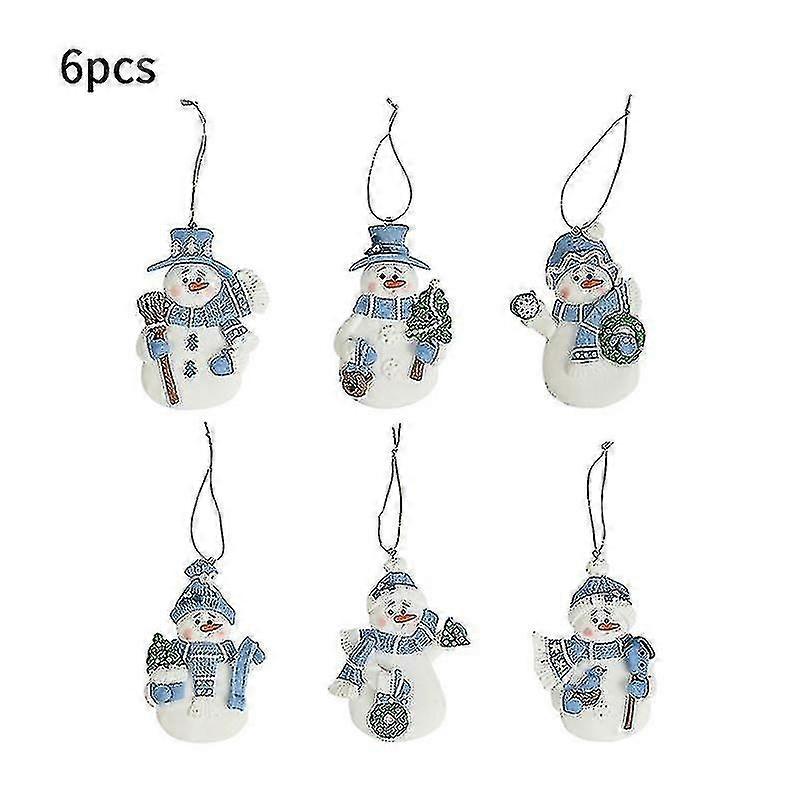 青い雪だるまクリスマスツリーオーナメントヴィンテージクリスマスデコレーションミニポリマークレイクリスマスオーナメント雪だるまクリスマスツリーペンダント(ルイペイ)