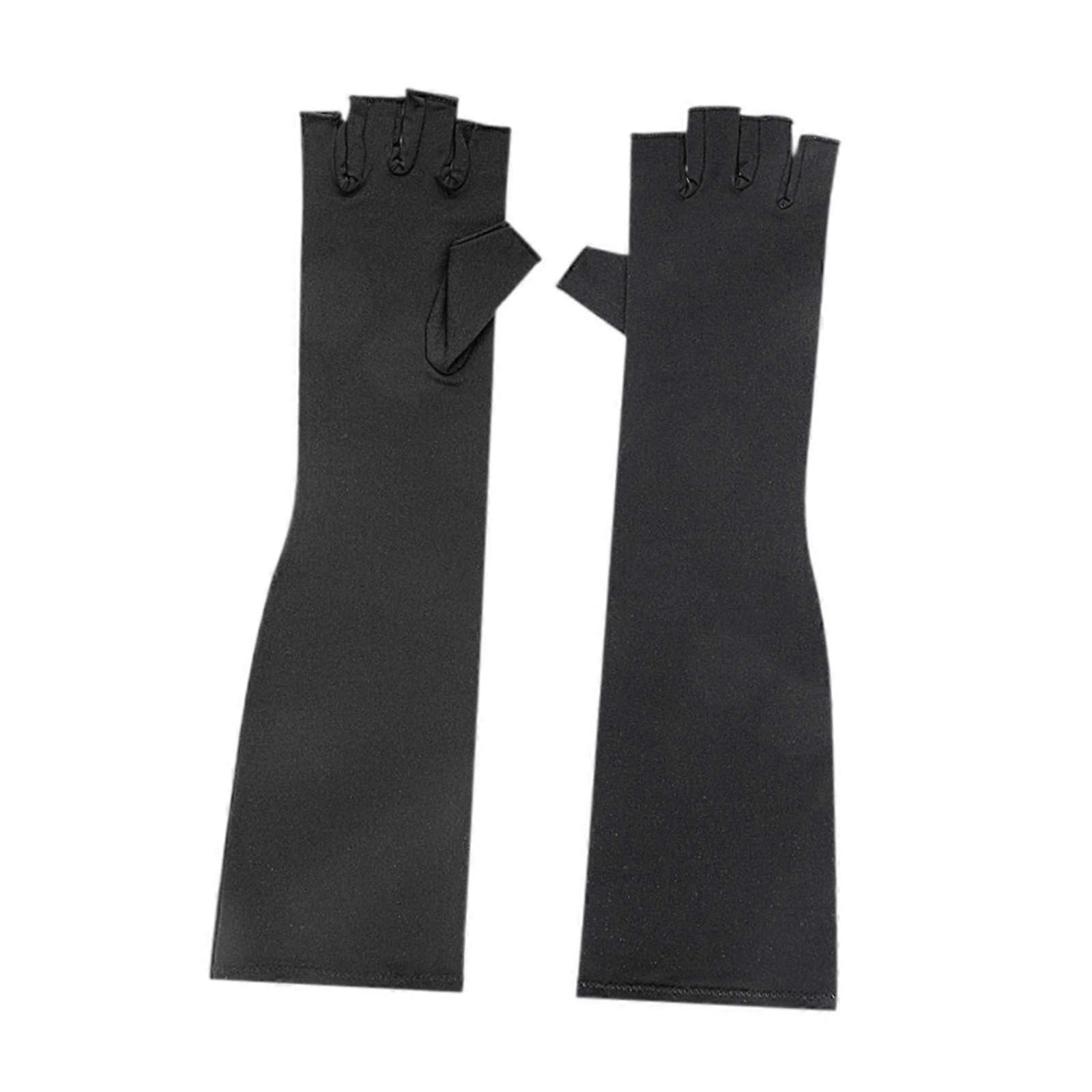 Long Compression Gloves For Cycling, Running, And Workouts Breathable Black Size S 36.5x10.2cm; Size L 39.5x11.5cm