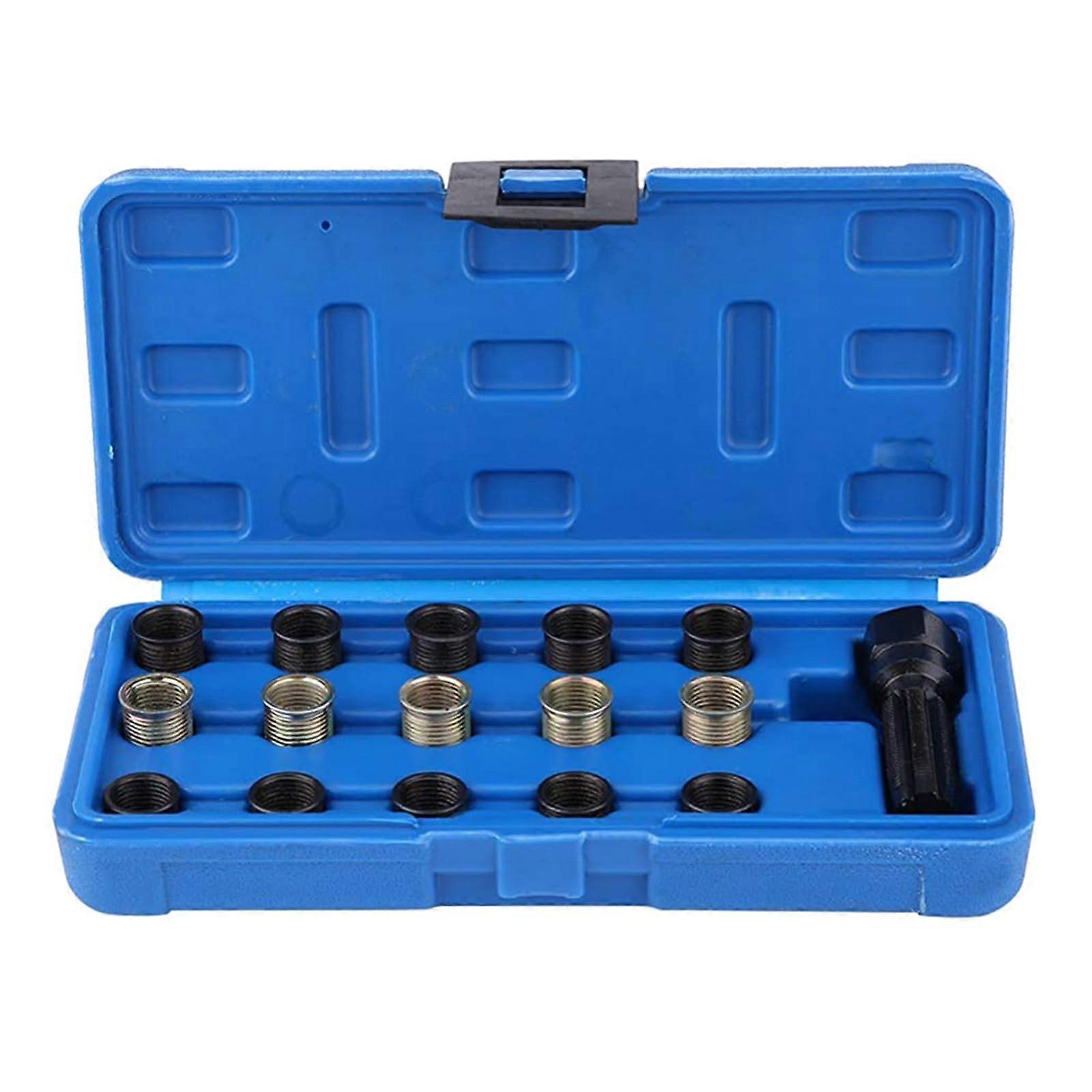 M14x1.25mm Spark Plug Thread  Kit, 16Piece Steel Reamer and Tap Set With Case, Automotive Maintenance