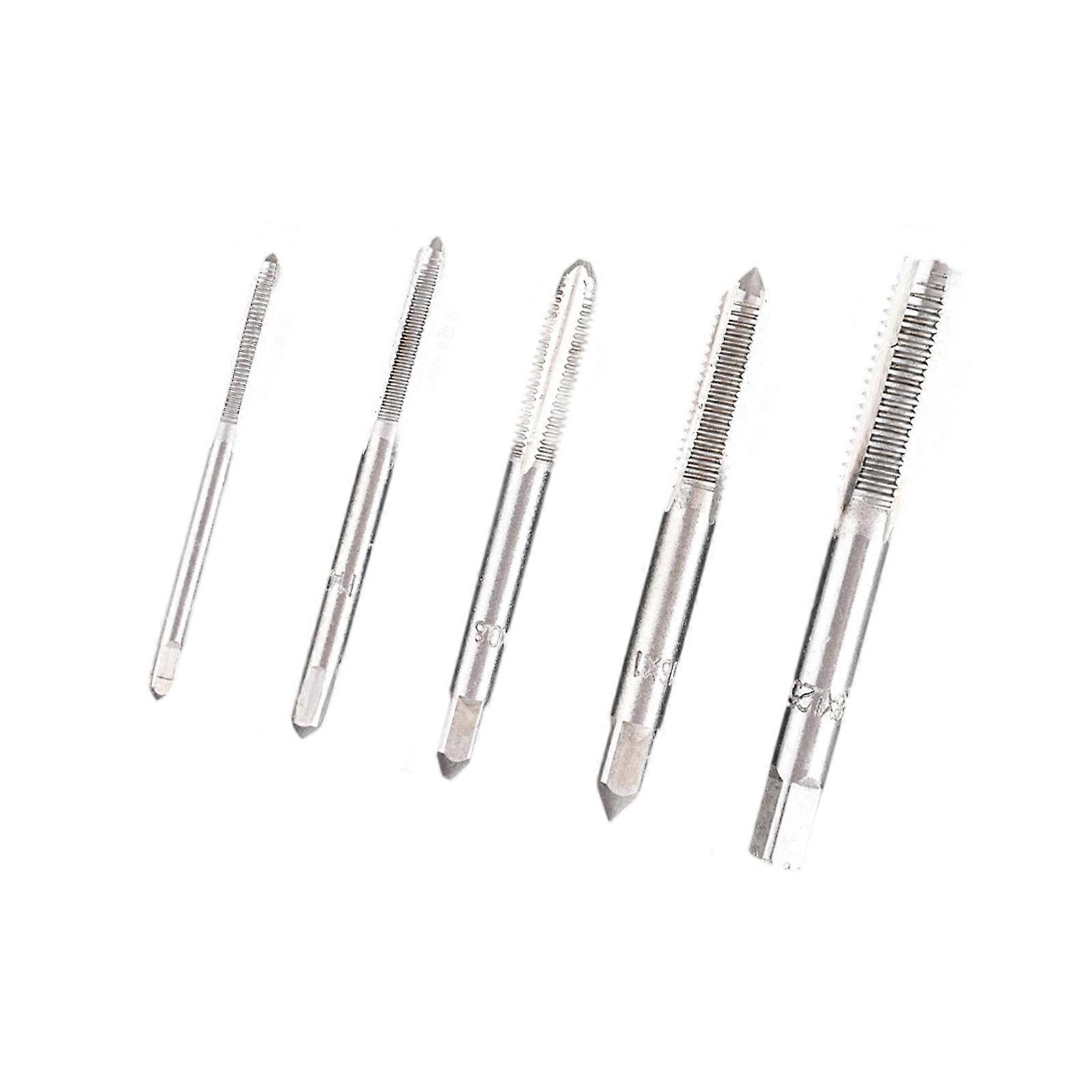 High Performances Hand Tap Kit 5pc Highly speed Steel Taps Precise Thread Cutting Tool for Various Metal Materials Multicolor