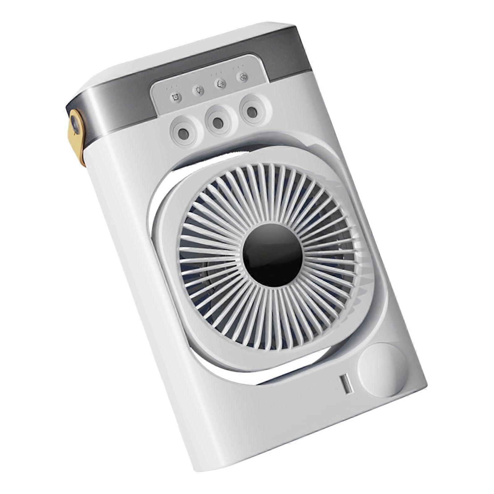 Rechargeable Air Cooling Fan Small Desktop USB Powered 3Speed With Light White For Office Or Dorm