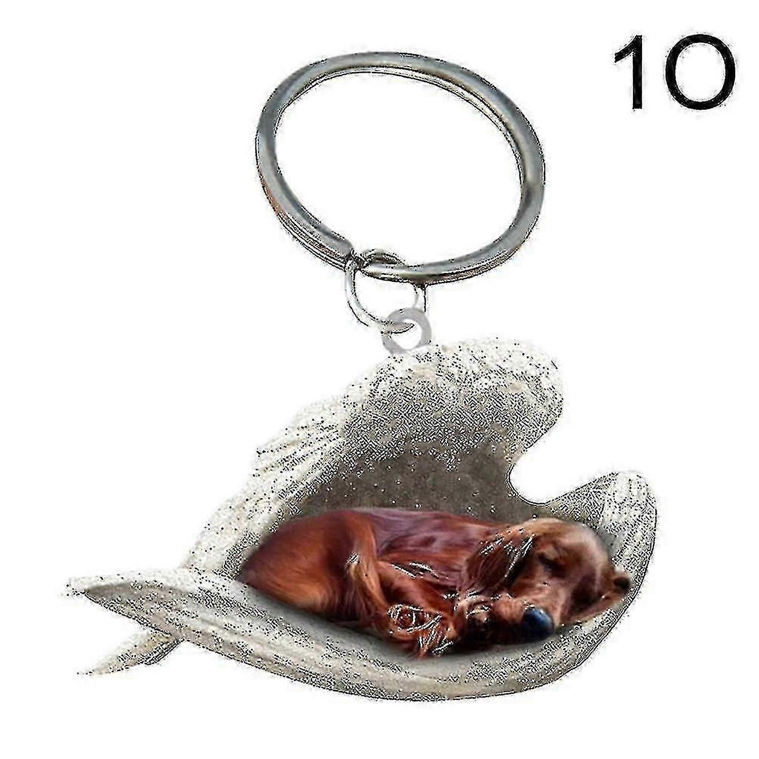 かわいい眠れる天使の犬のキーホルダー - アイリッシュセッターウィングペンダントギフト