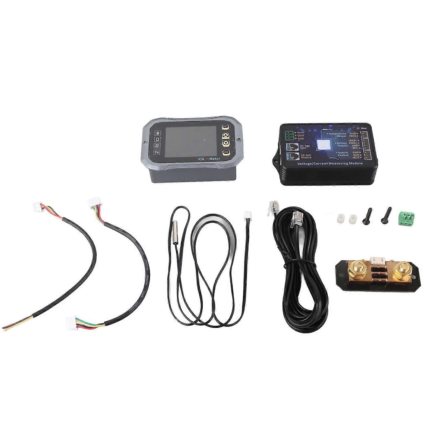 100A Smart Battery Monitor with Shunt Color Screen RV Coulombmeter Voltage Current Power Capacity Me