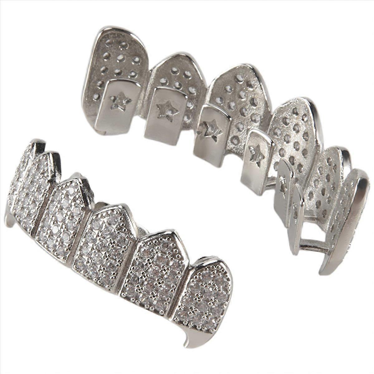 Top & Bottom Mouth Teeth Grills High Quality, Silver
