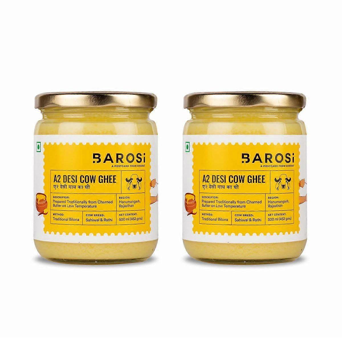 Butter Ghee from milk A2 (2 x 500 ml), A2 Desi Cow Ghee Set, Barosi