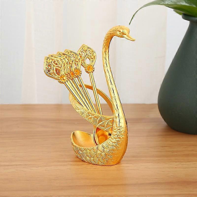 Creative Swan Base Stand Spoons Stirring Mixing Dinnerware Set New Swan Spoons