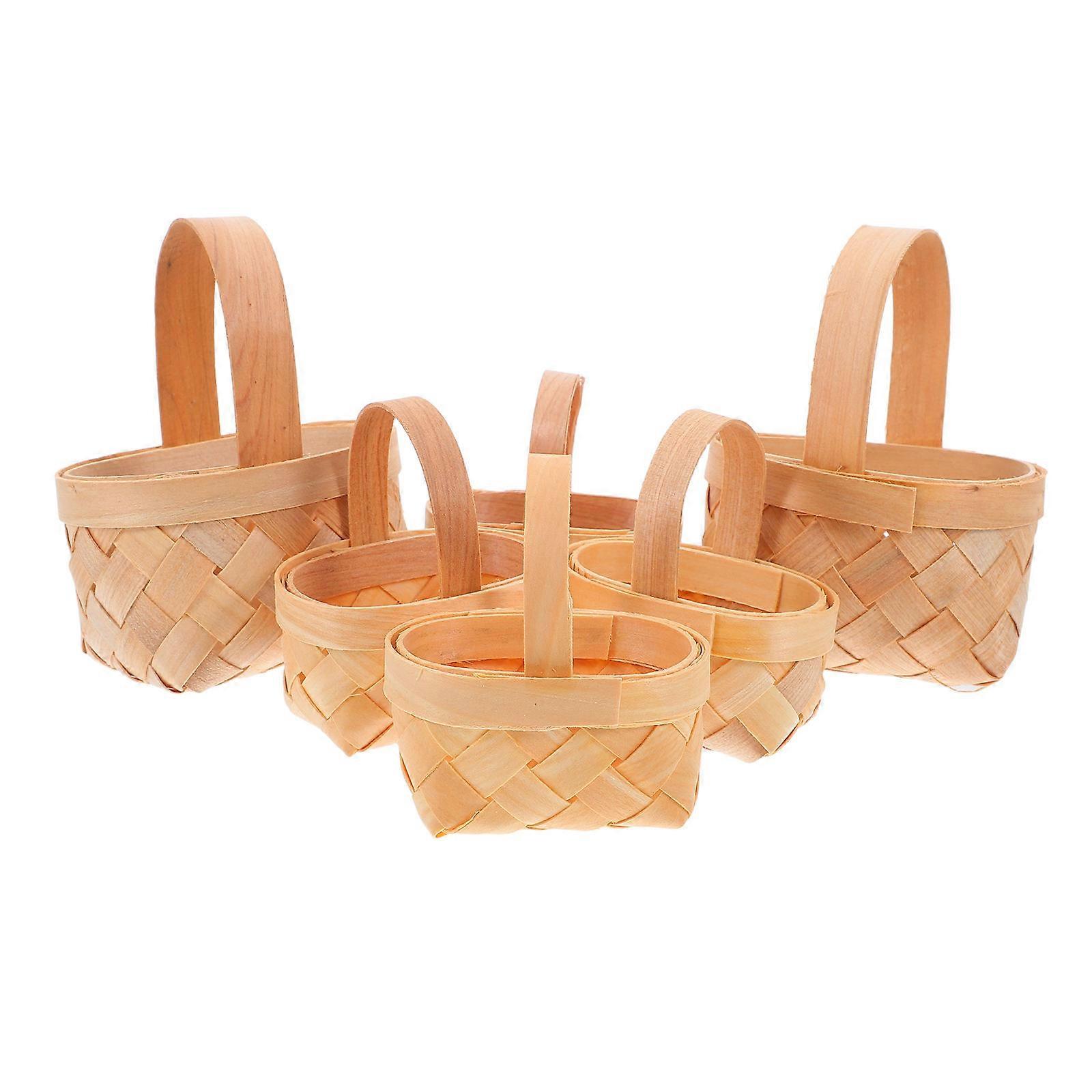 Wooden Mini Handwoven Baskets for Candy Storage 6Pcs Decorative Holder