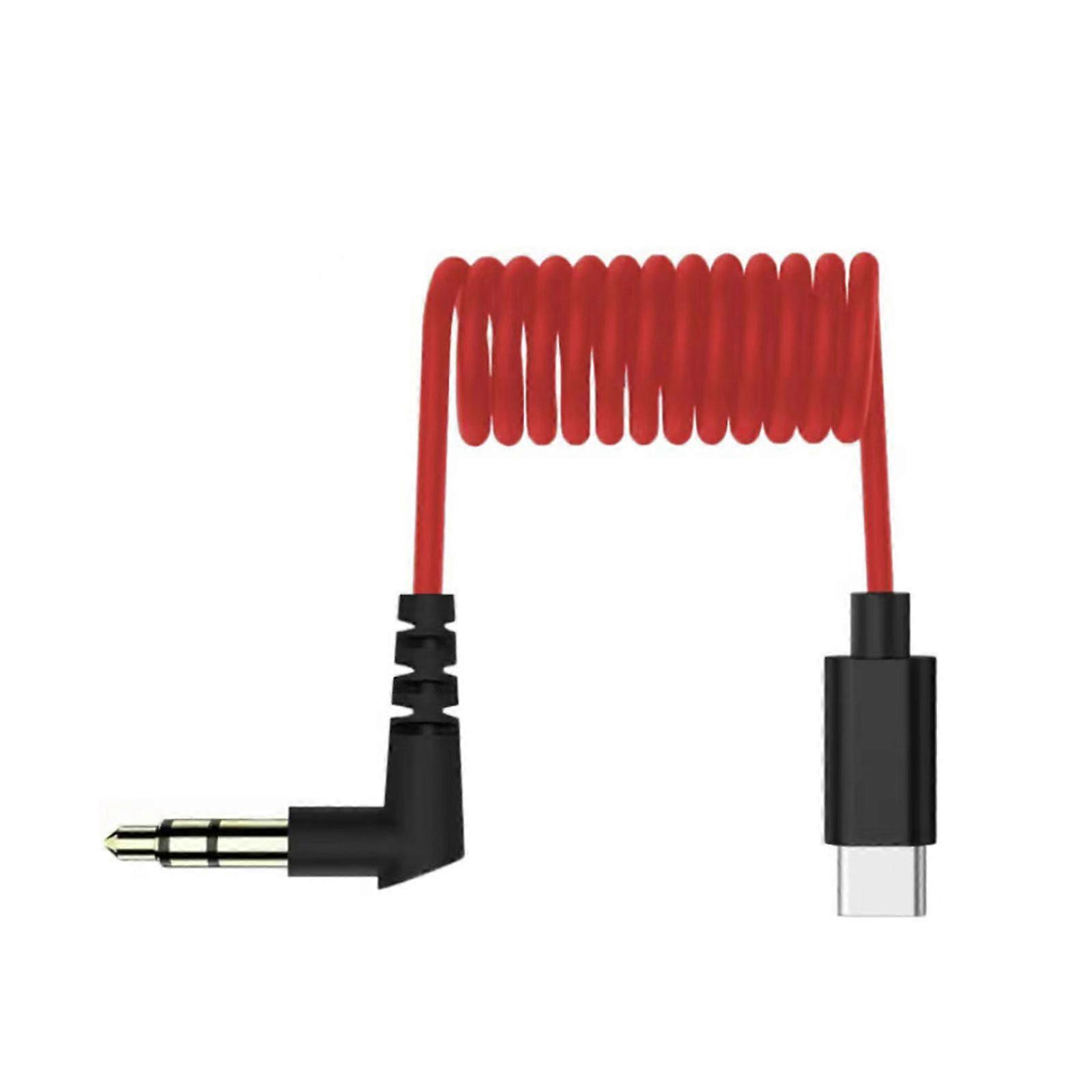 USB C Microphone Cable 3.5mm TRS/TRRS Plugs Coiled Wire for Seamlessly Connection for Smartphones Camera Recording Multicolor