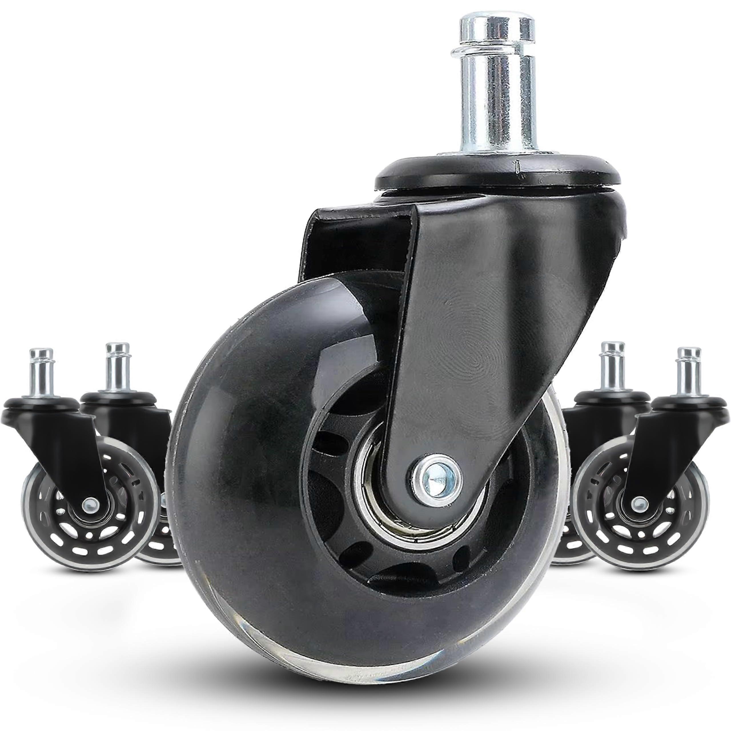 Office Chair Wheels Set Of 5, 75 Dia, 10 X 22 Mm Stem, Quiet Floor Friendly, For Hard Floors And Carpet, Compatible with IKEA