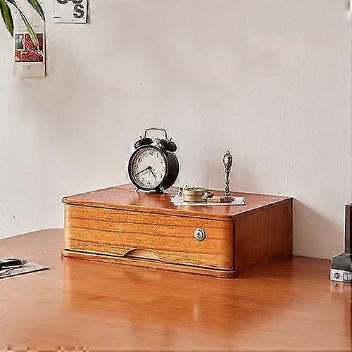 Lockable Wooden Desktop File Cabinet with MultiTier Storage for Documents and Office Supplies