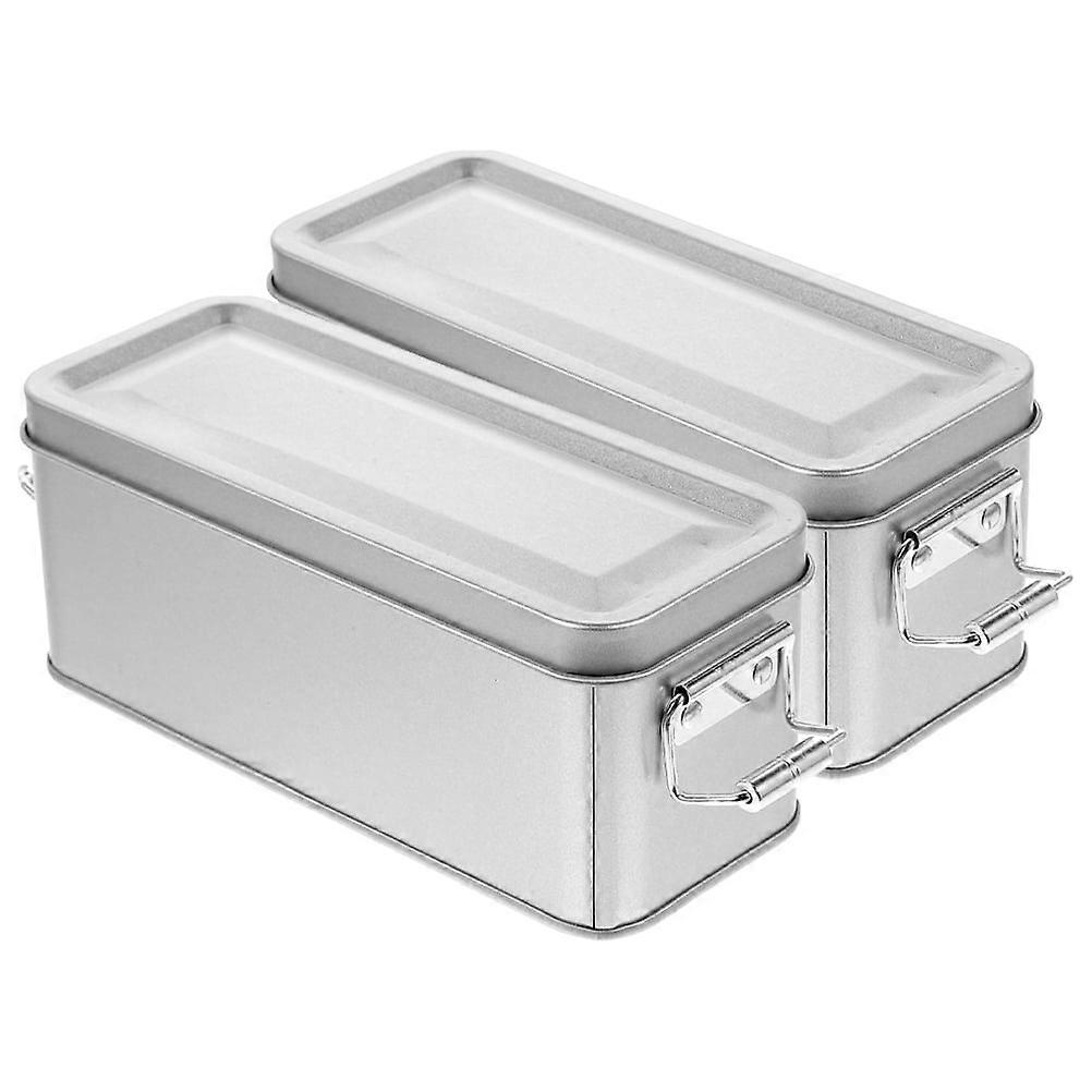2 Pcs Storage Box Cookie Jar Metal Storage Containers Cookie Tins Tin Containers With Lids
