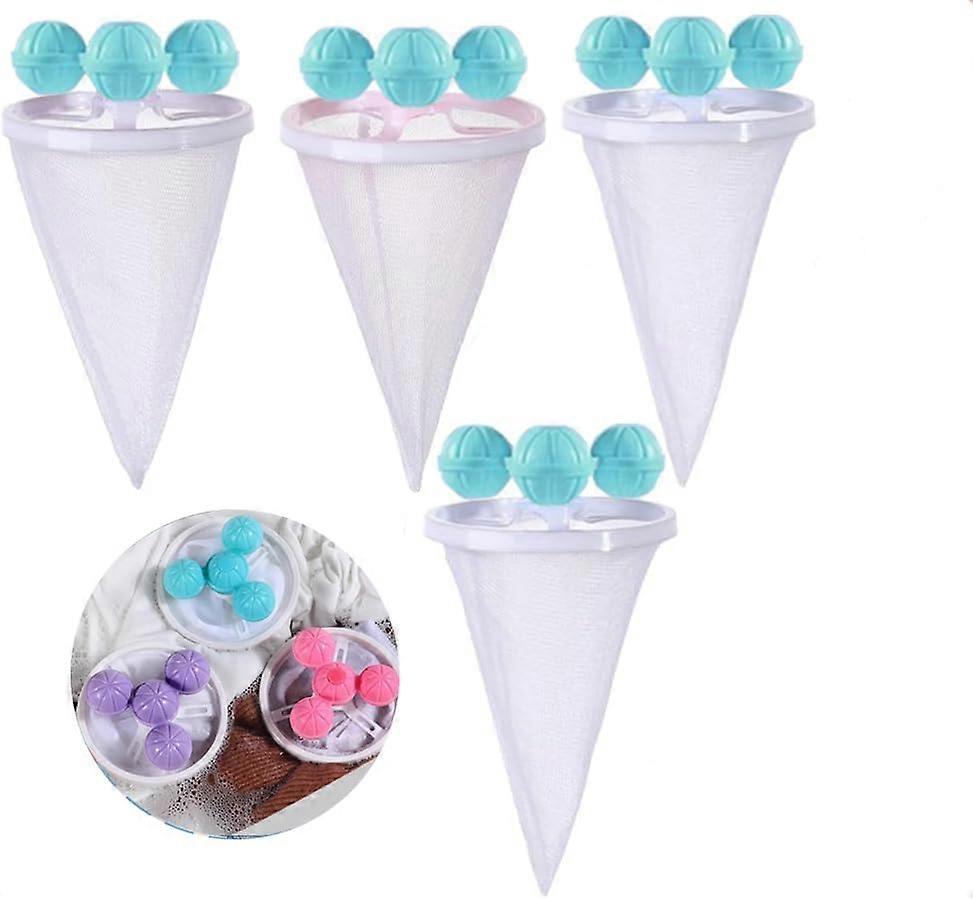 4Pcs Floating Hair Filtering Mesh Removal Laundry Filter Cleaning Mesh Bag Hair Catcher Washing Machine Lint Remover