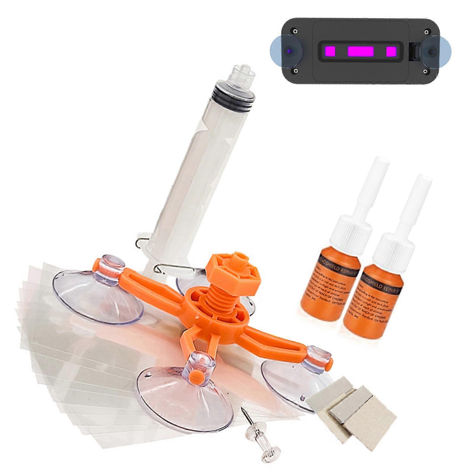 Windshield Crack Repair Kit for Quick Fix of Chips and Cracks with Drying Device for Faster Result Home Use Maintenance Multicolor