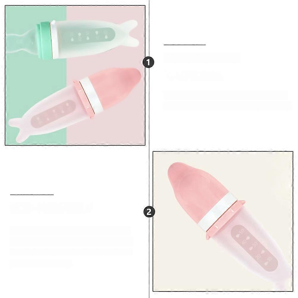 Baby Tableware Tool Silicone Squeeze Feeding Bottle 1Set Pink Feeder