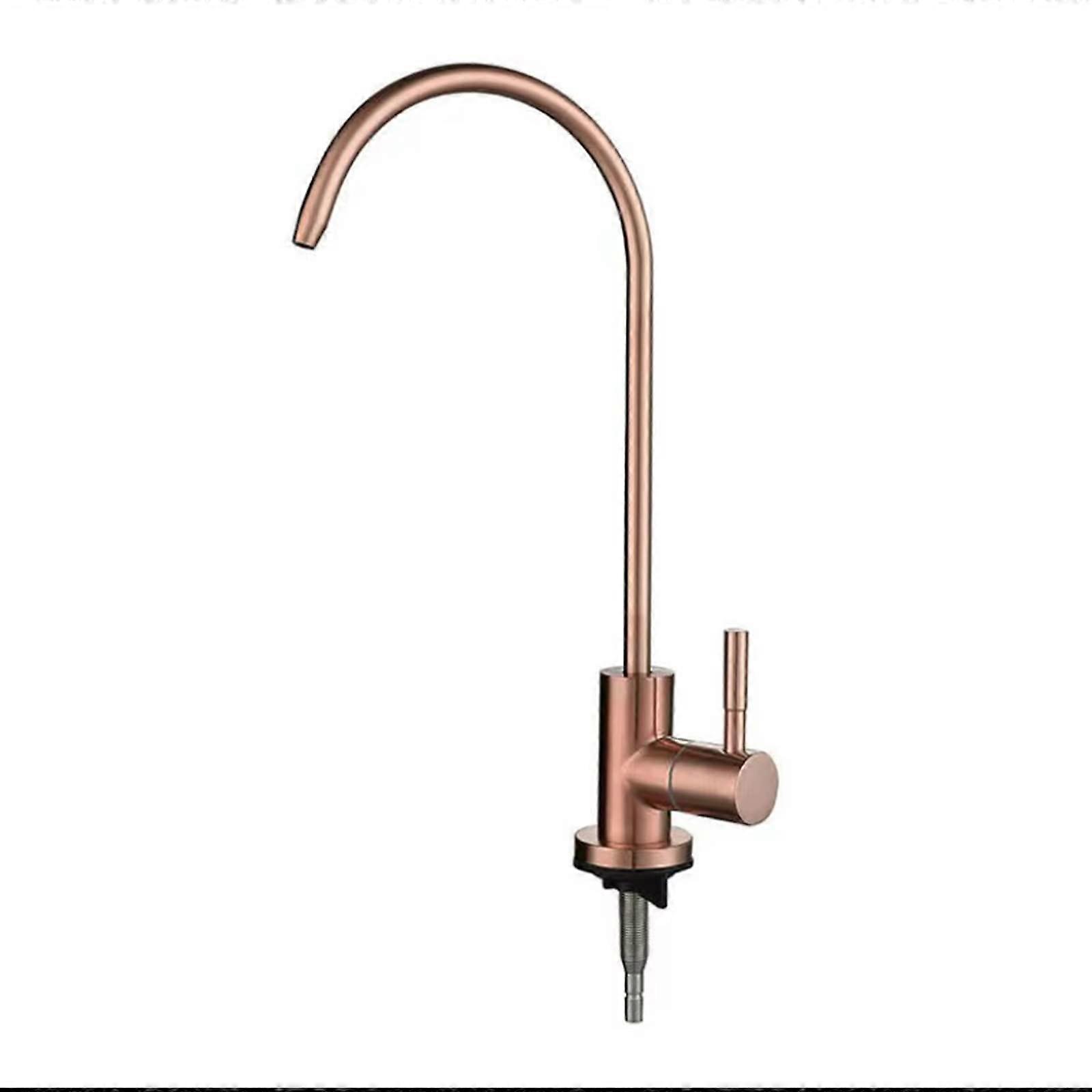Rose Gold Gooseneck Kitchen Faucet with Single Lever, Drinking Water Filter Tap for Sink and Bar
