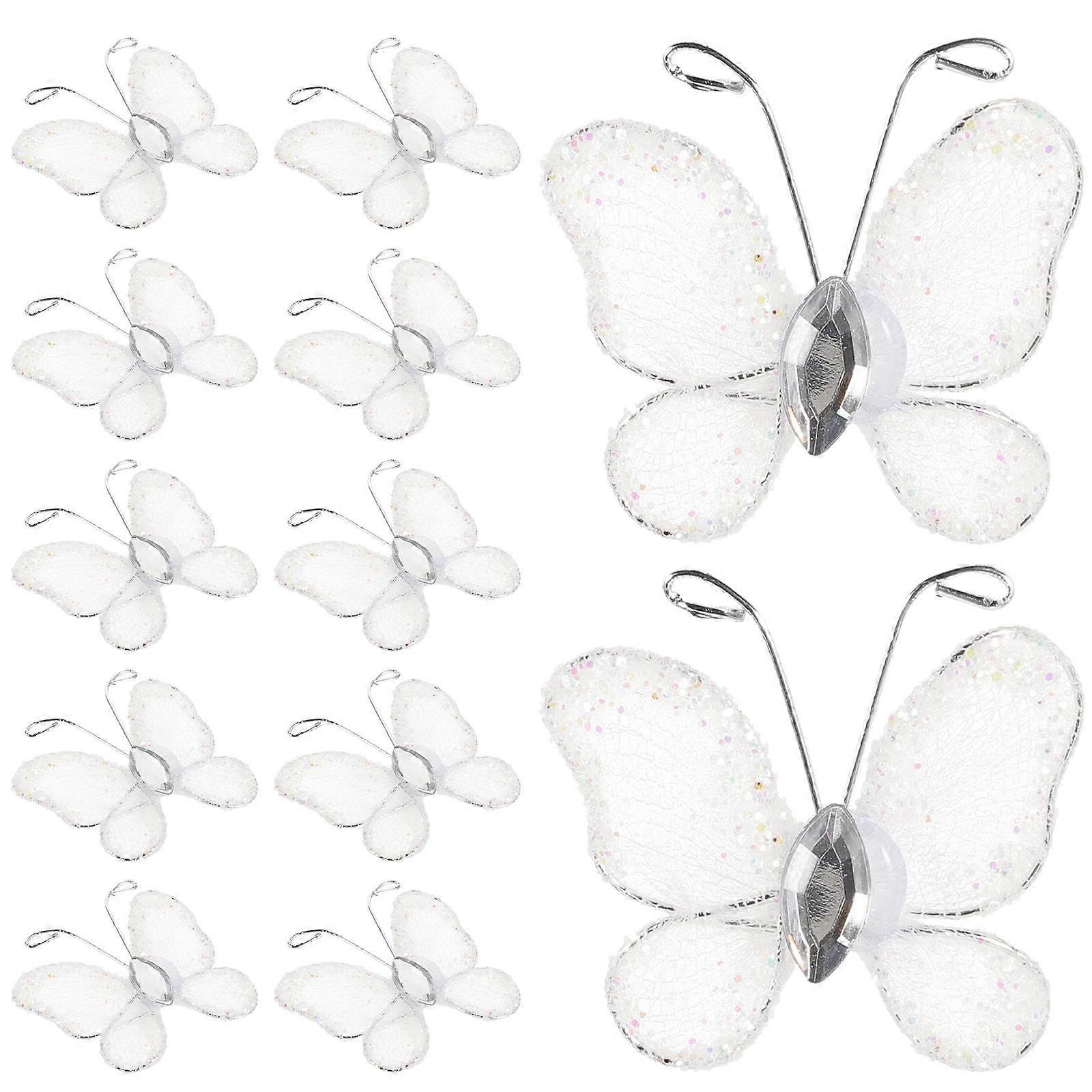 50pcs Sheer Mesh Wire Glitter with (White)