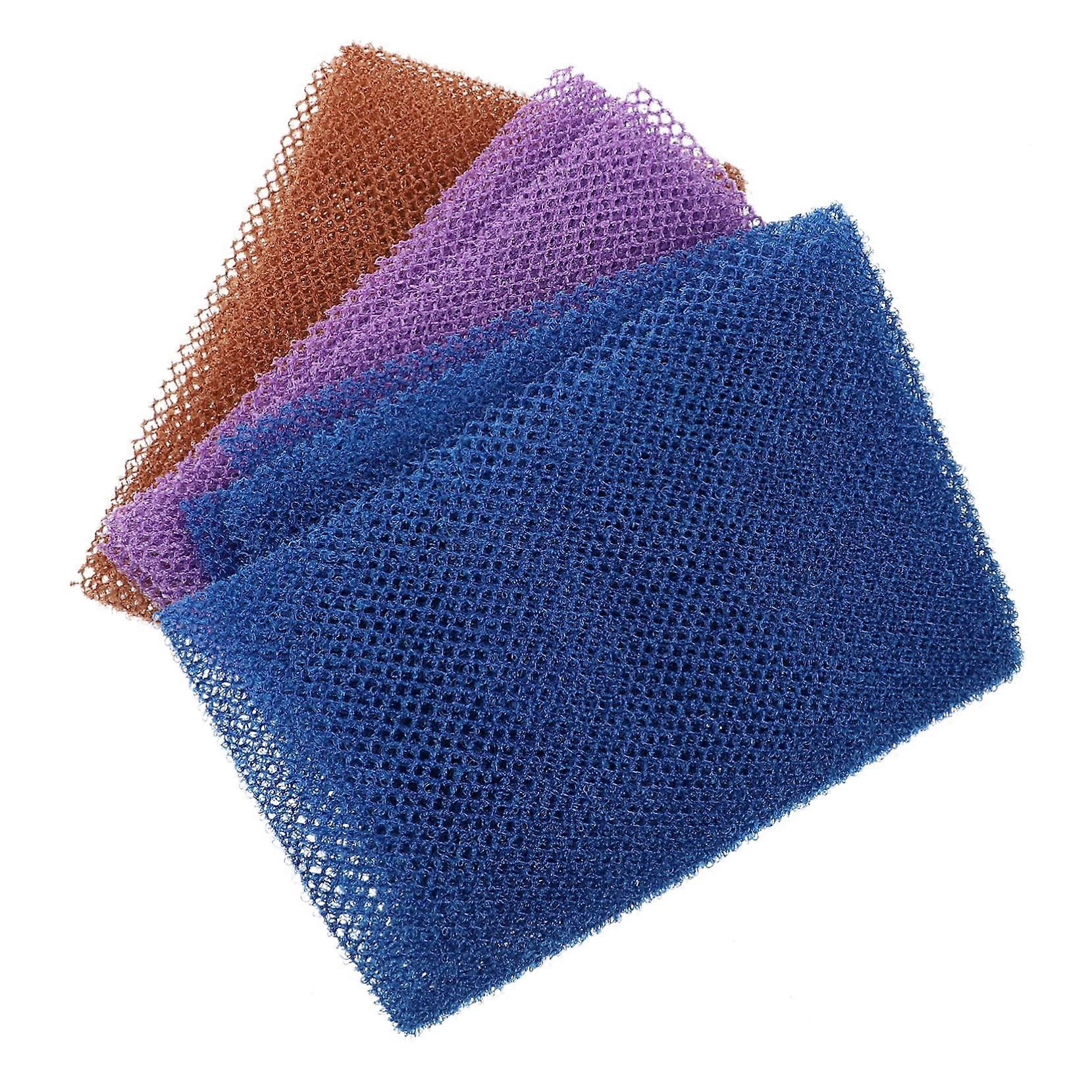 3 Pack Long Exfoliating Bath Towels with Rich Foaming Back Scrubber for Deep Skin Cleansing in Shower