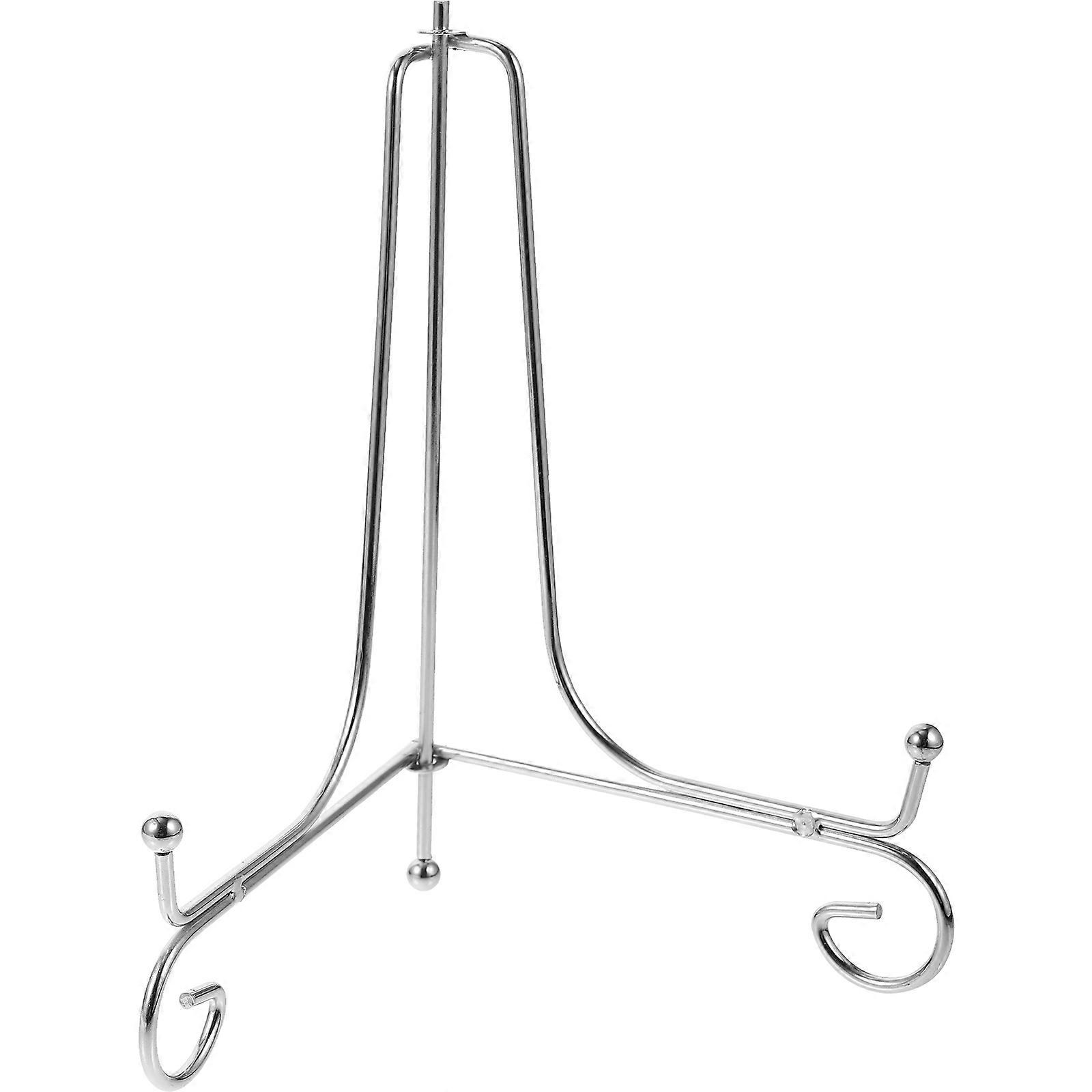 Iron Art Plate Holder Display Stand for Desktop Use 4Pcs Silver
