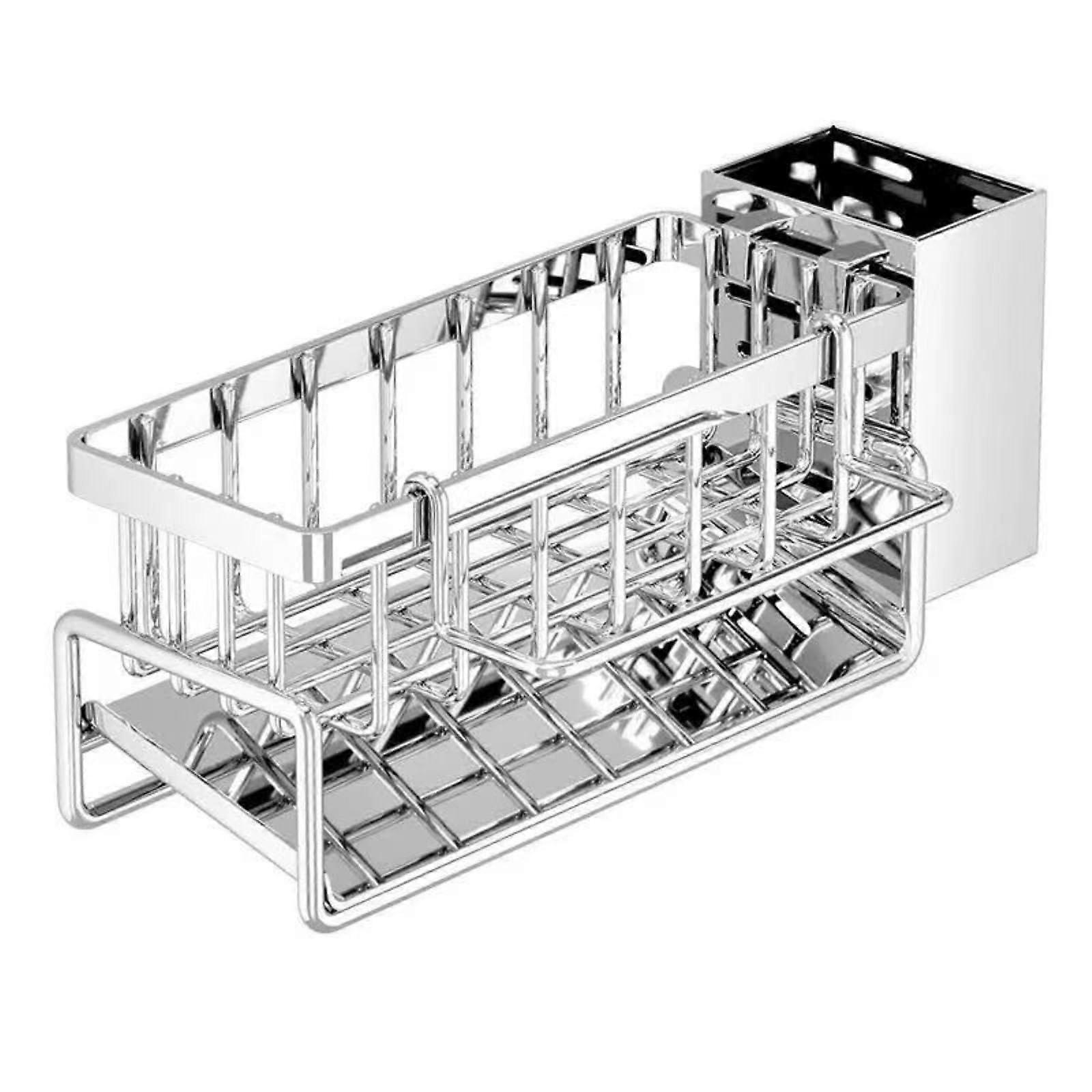 Kitchen Sink Organizer Rustproof Stainless Steel Sink Caddy with AntiSlip Suction and Drain Tray