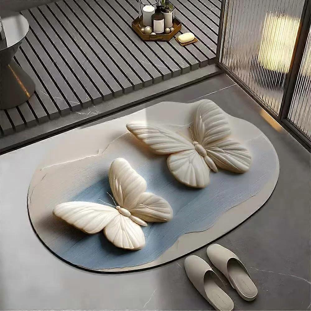 3D Rubber Bathroom Mat with Realistic Flower Pattern, NonSlip Absorbent, XLarge (Flower P)