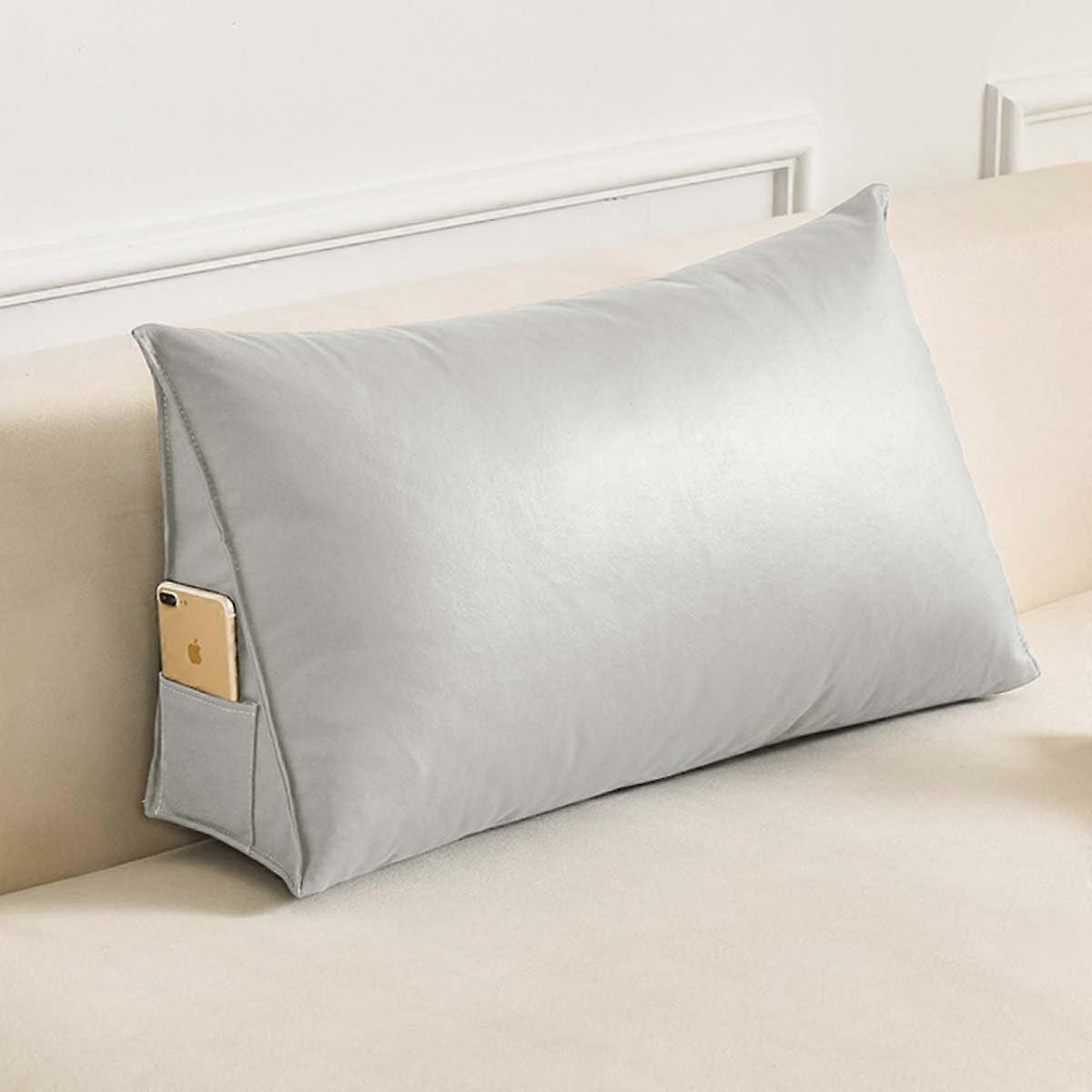 Backrest Pillow Faux Suede Armchair Cushion with Ergonomic Lumbar Support and Side Pocket