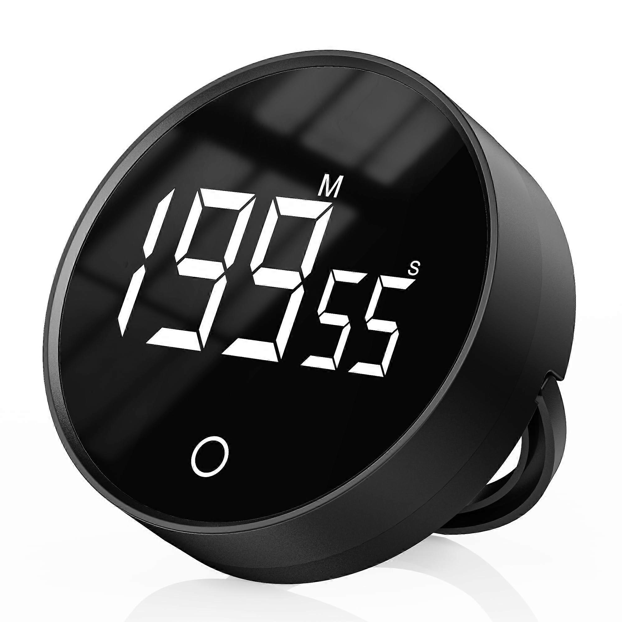 Digital Kitchen Timer Rechargeable Magnetic LED Display Adjustable Volume for Cooking Classroom Fitness Baking Black