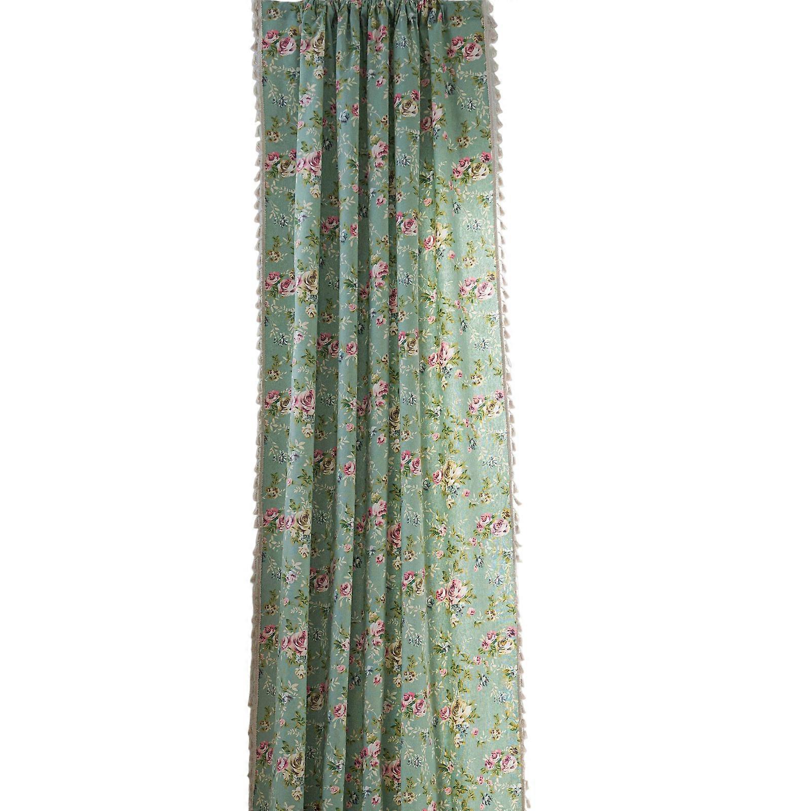 Multifunctional Print Curtains Including Fringe Designs Ideal for Partition and Decoration Soft Polycotton Materials  pastoral rose