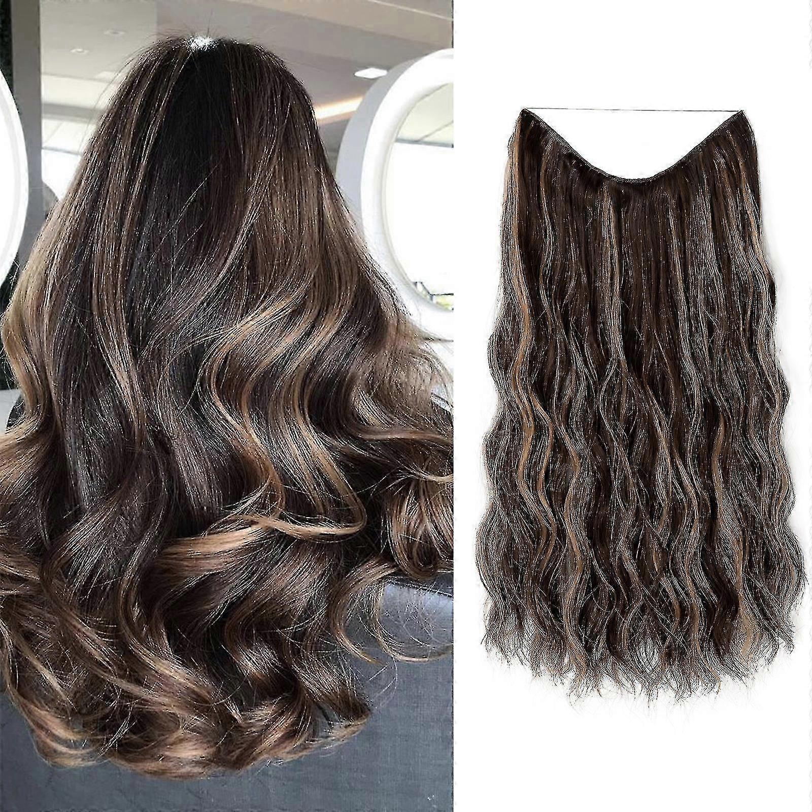 Curly Synthetic Hair Extensions for Halo Brand, Invisible Wire Adjustable Design