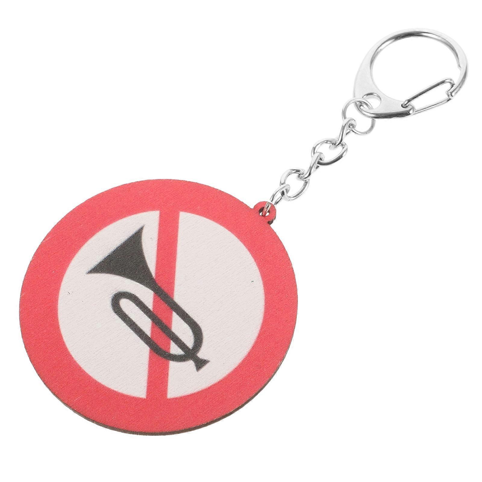Traffic Sign Keychain Pendant For Daily Use And Car Interior Decor In Multi Reflective Material With No Honking Function 1Pack
