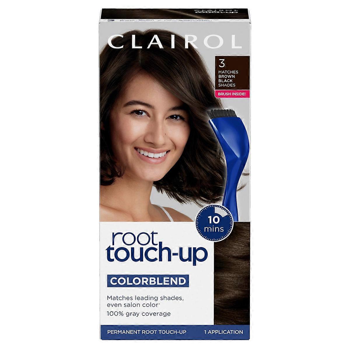 Clairol Nice'n Easy Root Touch-up Permanent Hair Color Kit, 100% Gray Coverage In 10 Mins, Blends Seamlessly - 3 Brown Black, 1 Kit