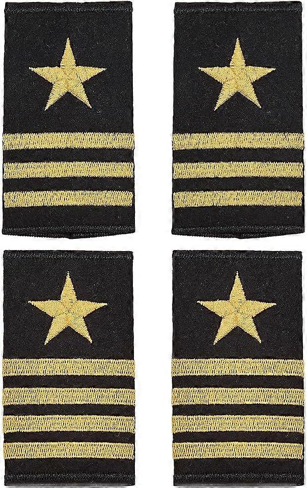2 Pairs 2 Styles Professional Pilot Uniform Epaulets Epaulets with Three Four Gold Stripes for Cosplay Costume