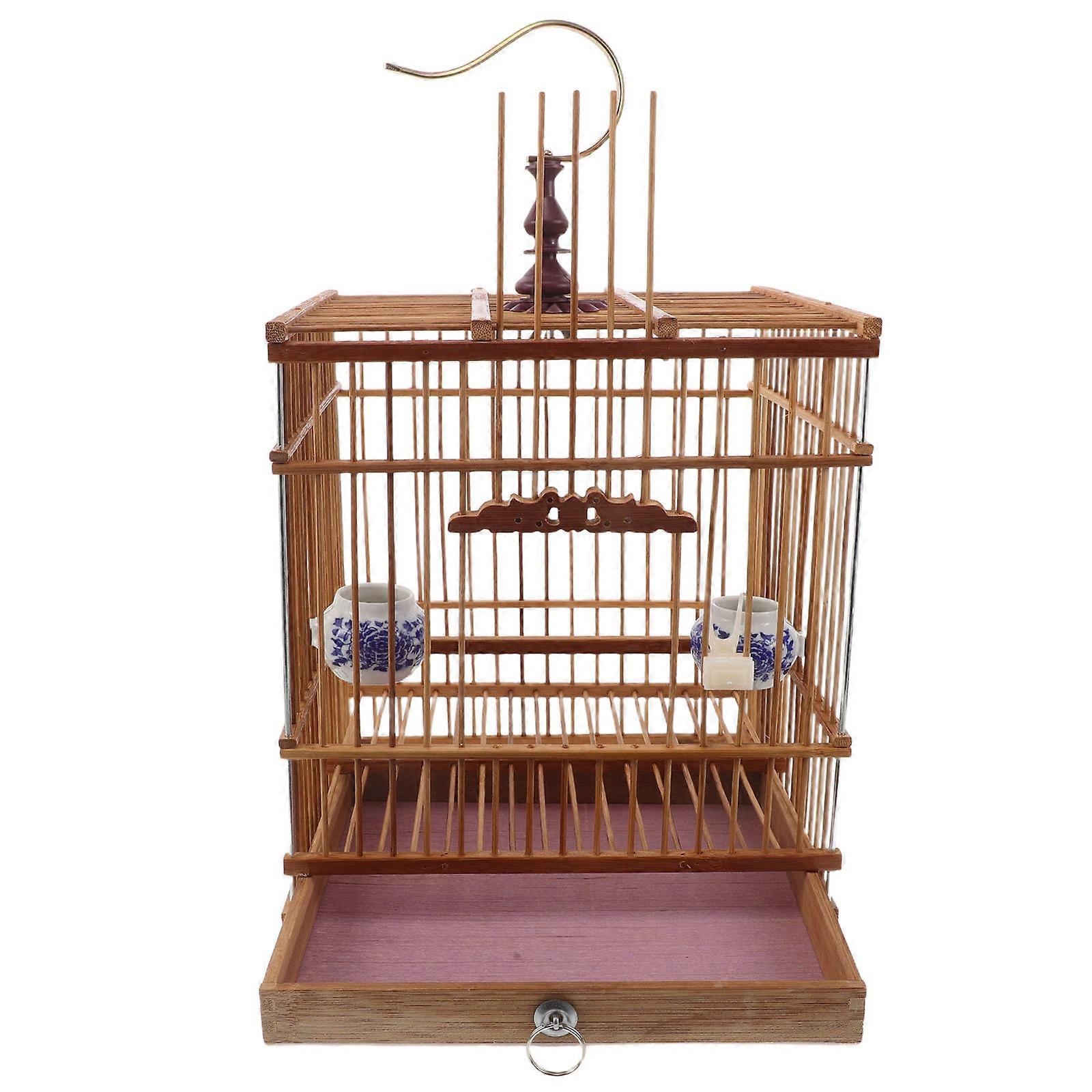 Bamboo Bird Cage for Budgies with Hanging Hook