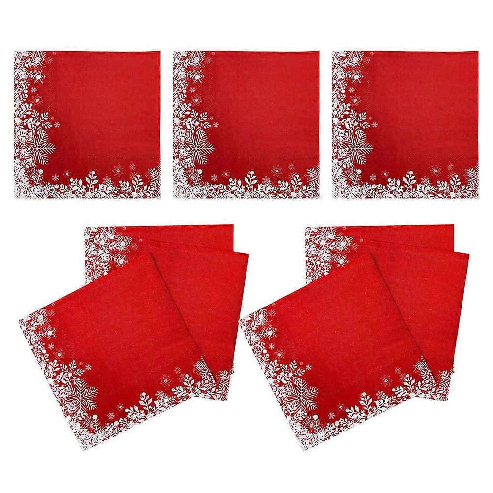 Christmas Napkins Paper for Party Decor 20 Sheets Red Snowflake Pattern