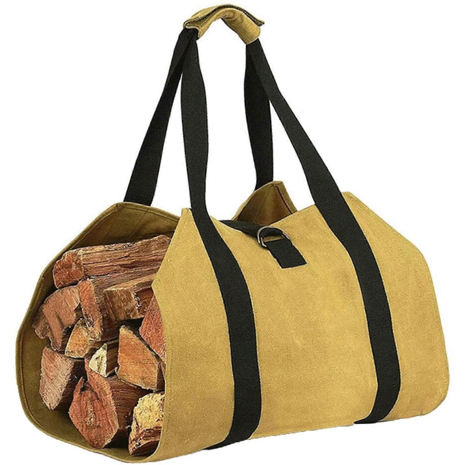 Firewood Log Carrier Large Capacity Tote Bag with Adjustable Strap and Durable Metal Buckle