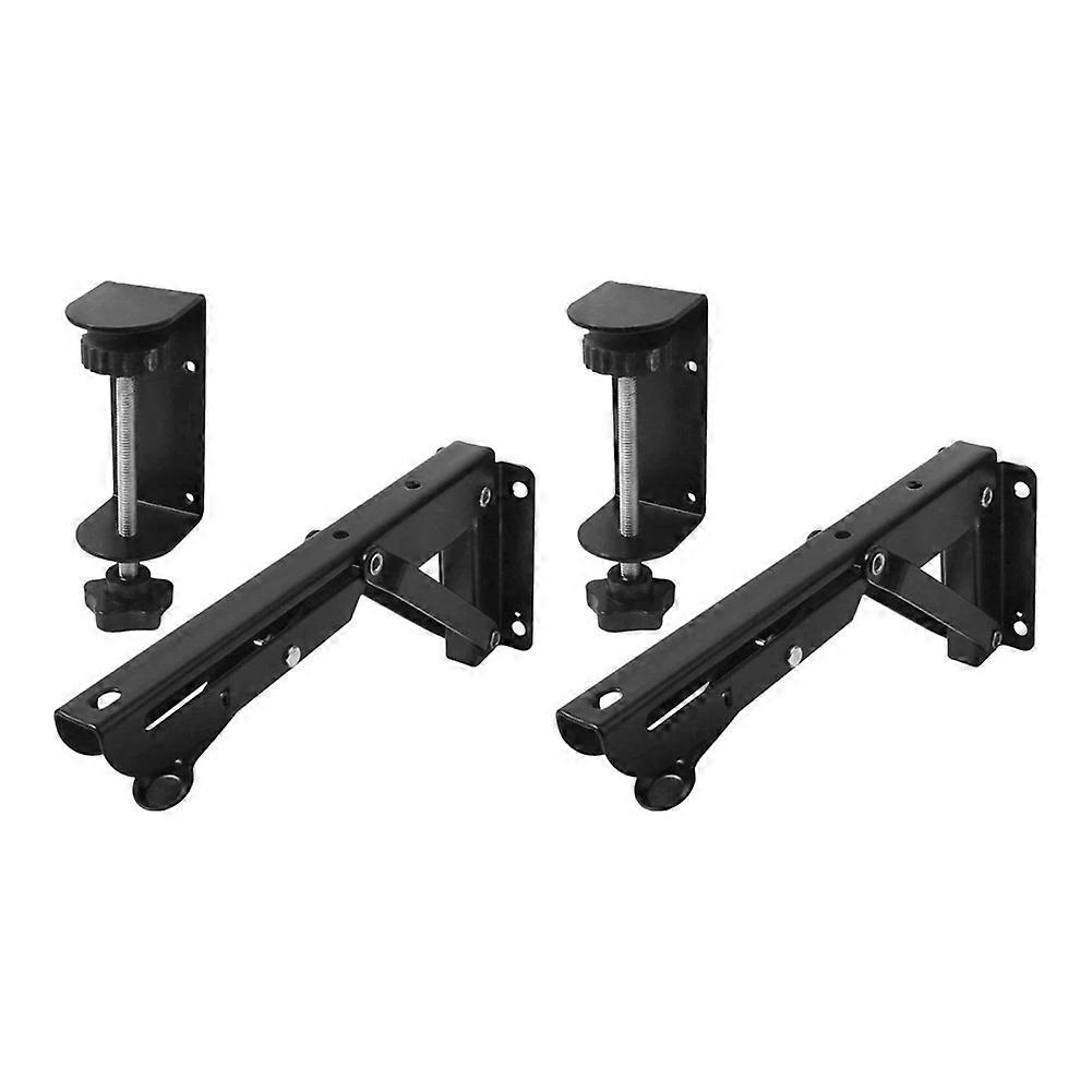 2Pcs Under Desk Keyboard Tray Foldable Brackets with Clamp Easy to Install Adjustable Desktop Extension Shelf 12.5x4.3cm