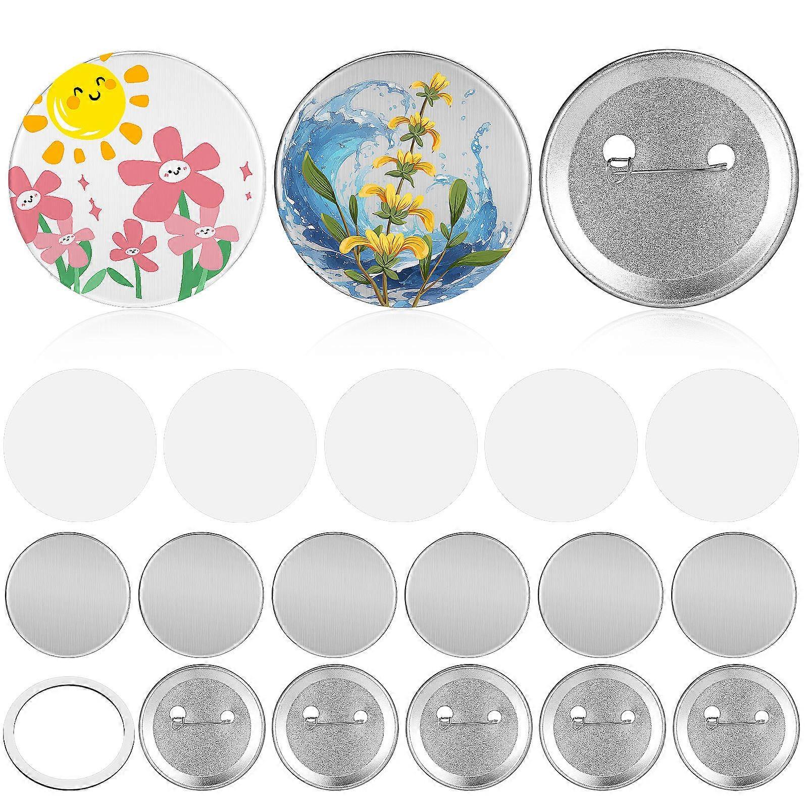 Button Maker Silver Badge Materials for Craft Use 100Sets Full Kit