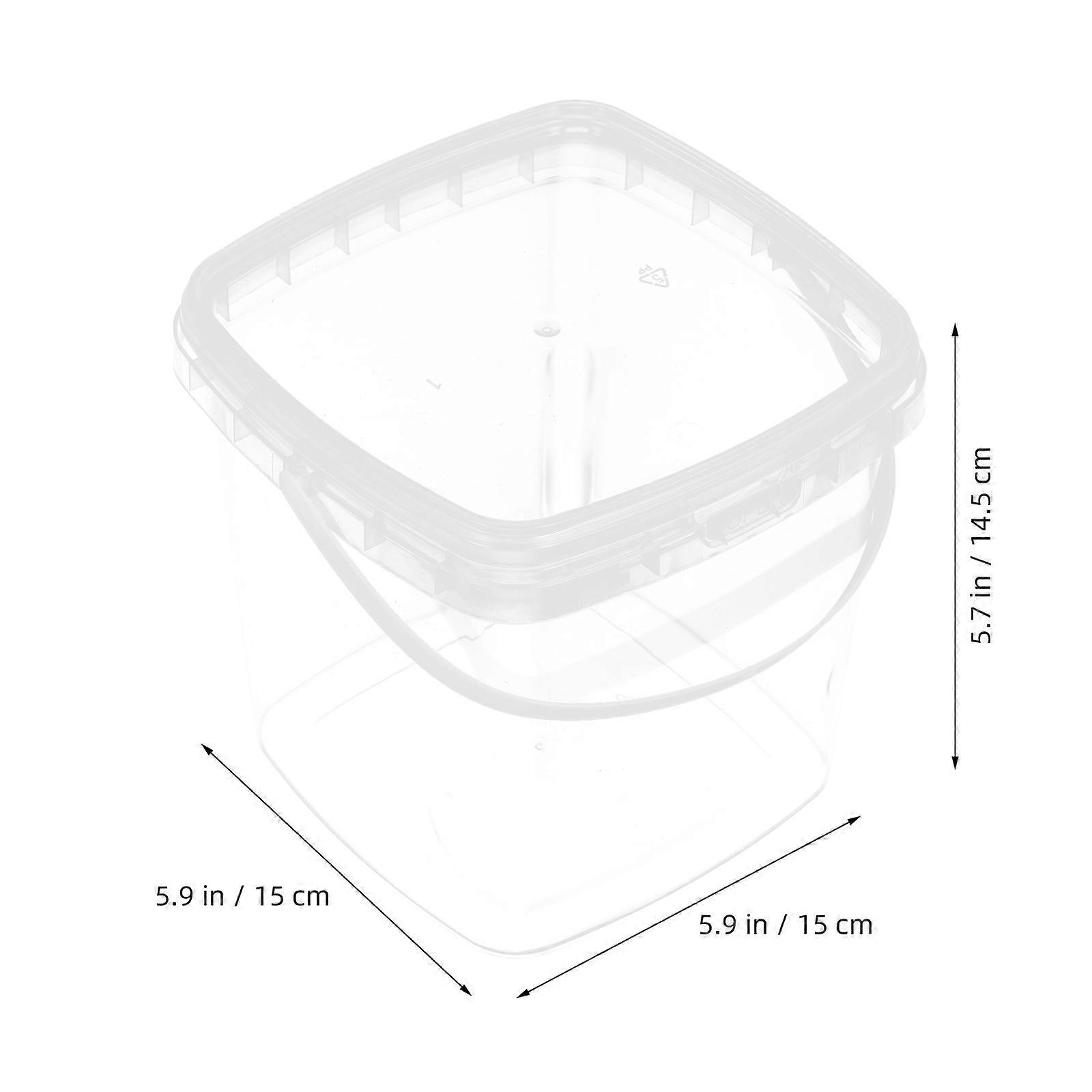 Clear Plastic Square Bucket for Food Storage with Lid 2L Container
