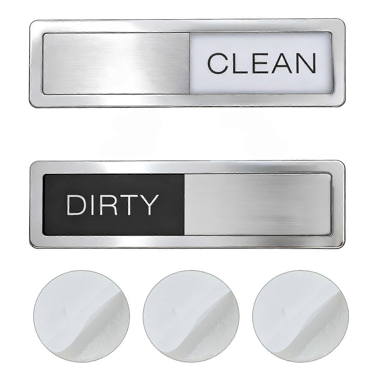 Dishwasher Clean Dirty Magnet Sign with Easy Slide Indicator, Dual Mount, Large Bold Text