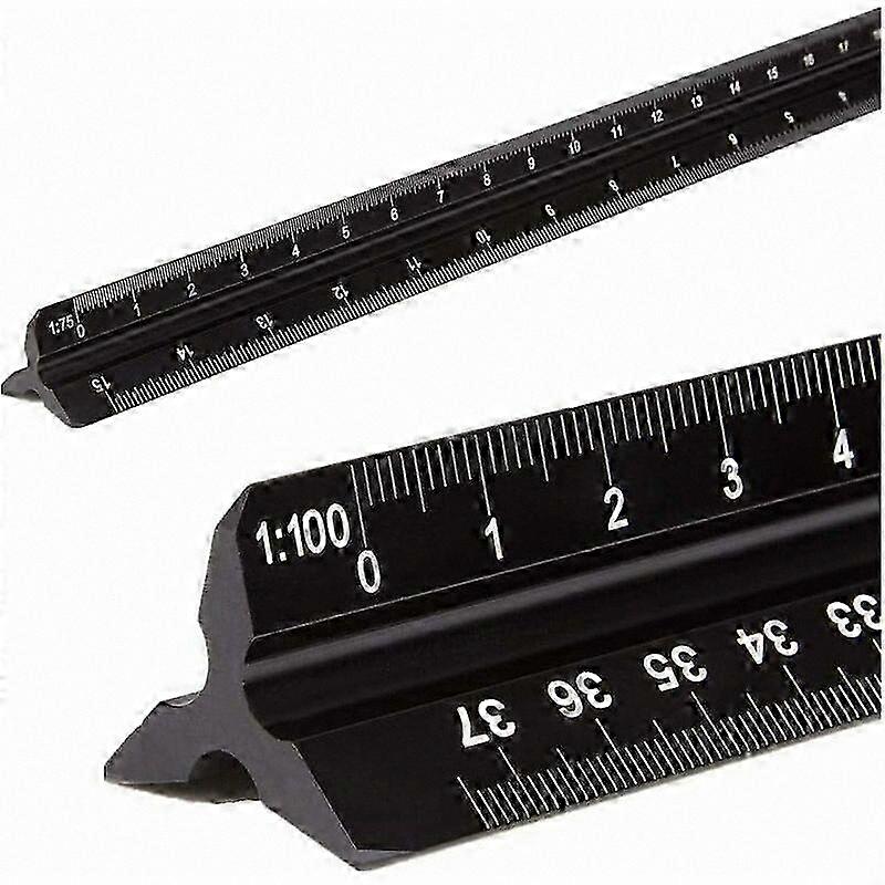 Aluminum Triangular Architect Ruler, Metric Scales 1:20 to 1:125, 12" Standard for Architects, Engineers, Students