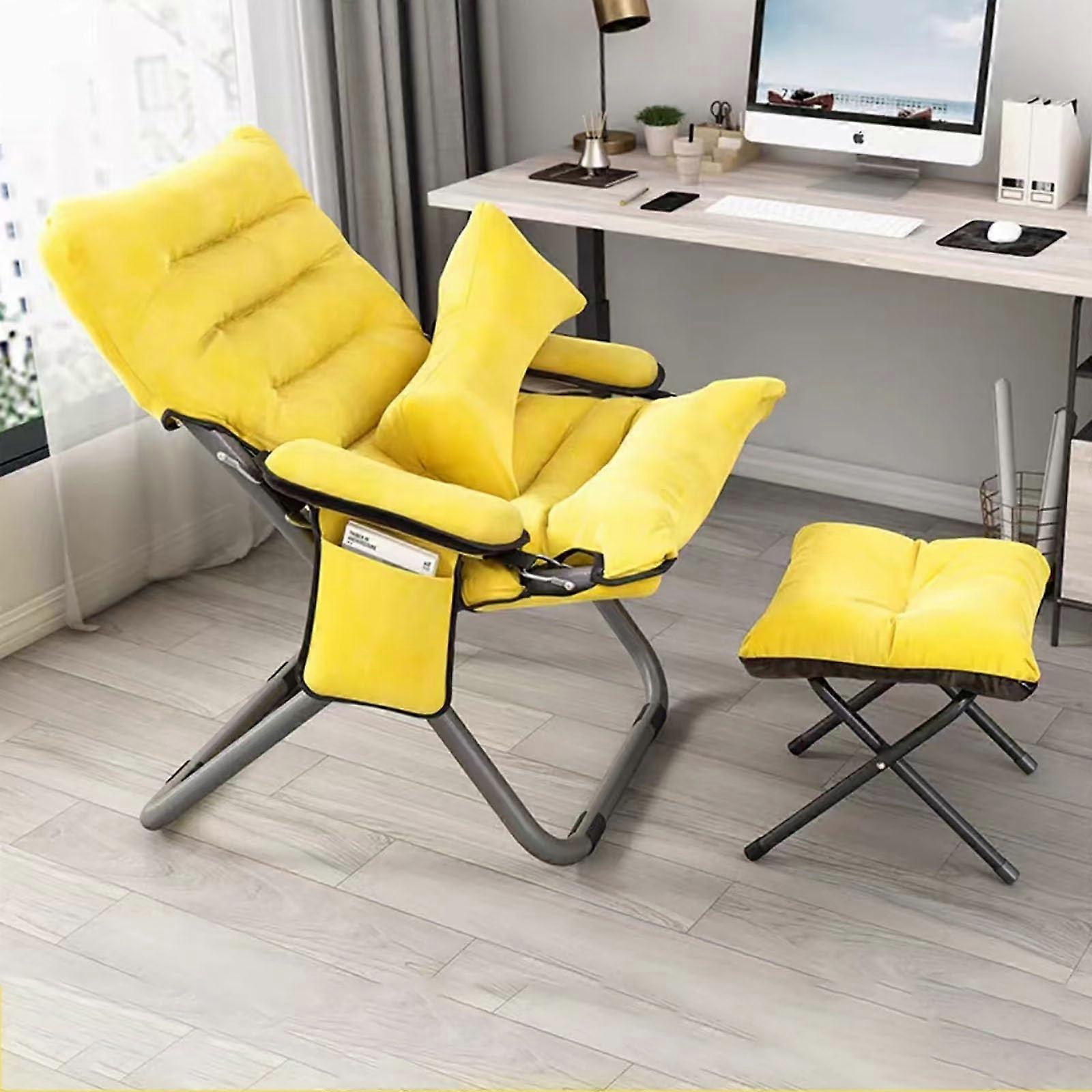 Folding Reclining Patio Chair with Adjustable Positions, Cushion and Side Pocket, WeatherResistant