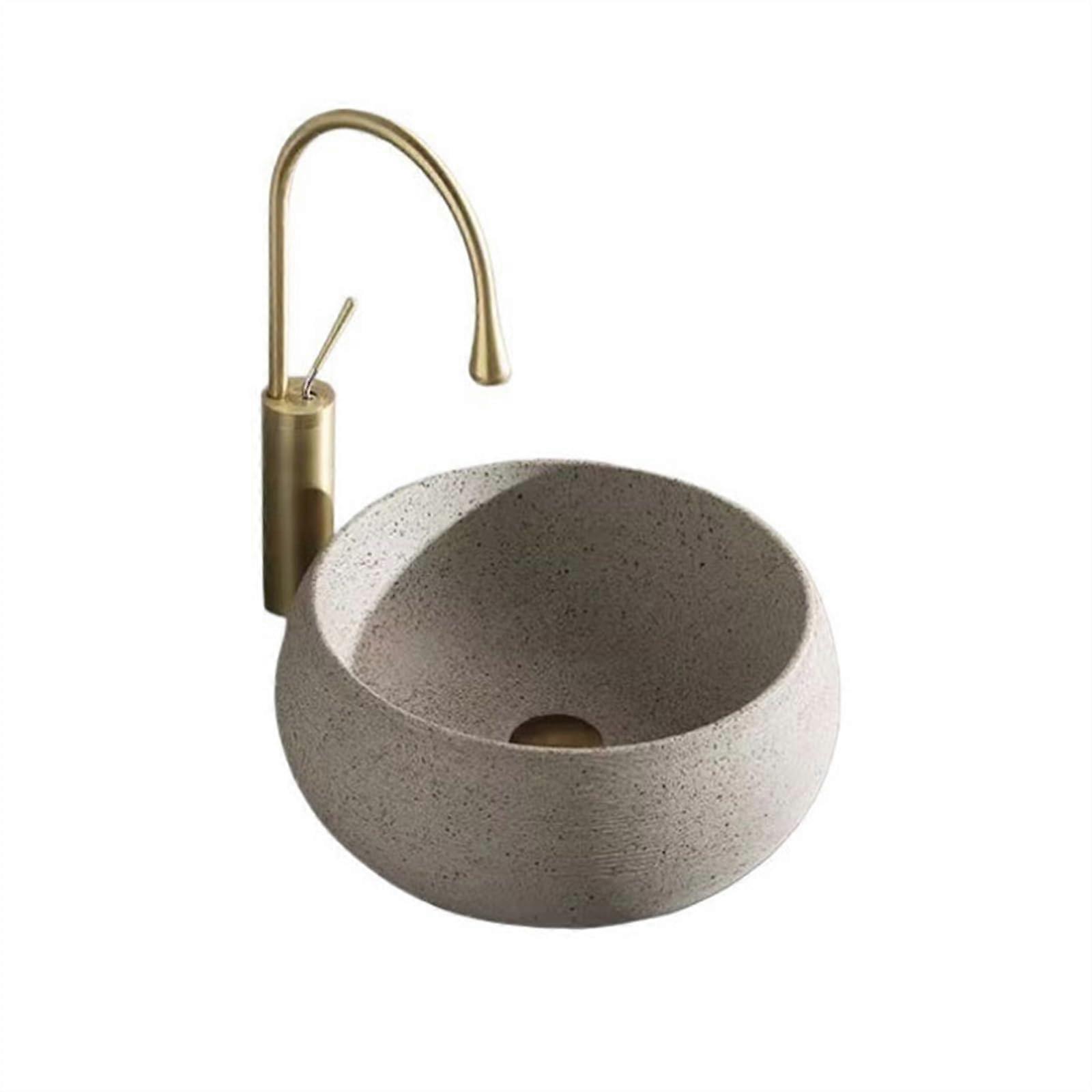 Modern Round Ceramic Bathroom Vessel Sink, Above Counter Basin with SpaceSaving Design