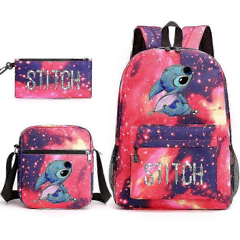 25-26 Lilo Stitch Printed Backpack Casual Student School Bag Three-piece Set