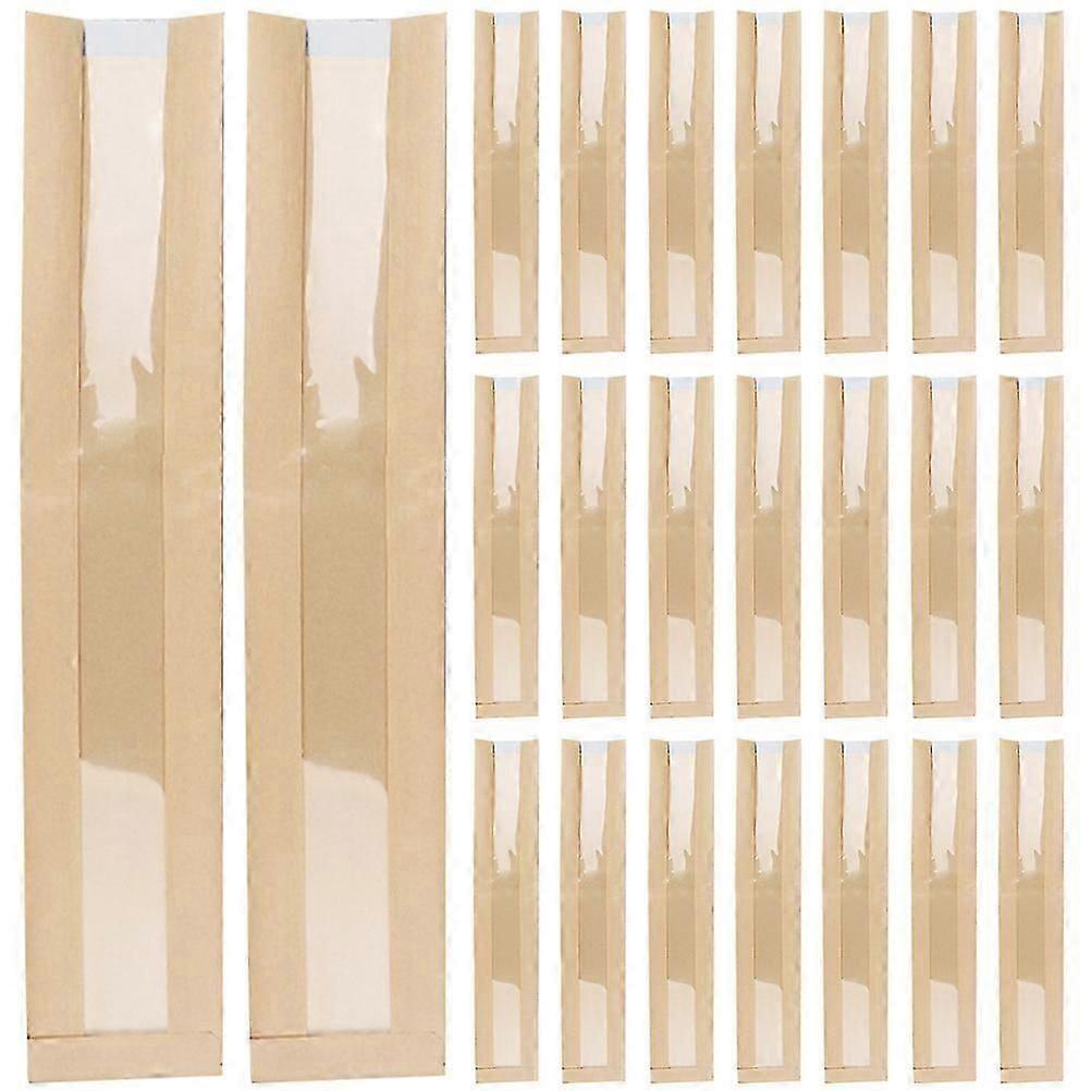 Bread Bags Paper Packaging Bags with Window for Package 100Pcs