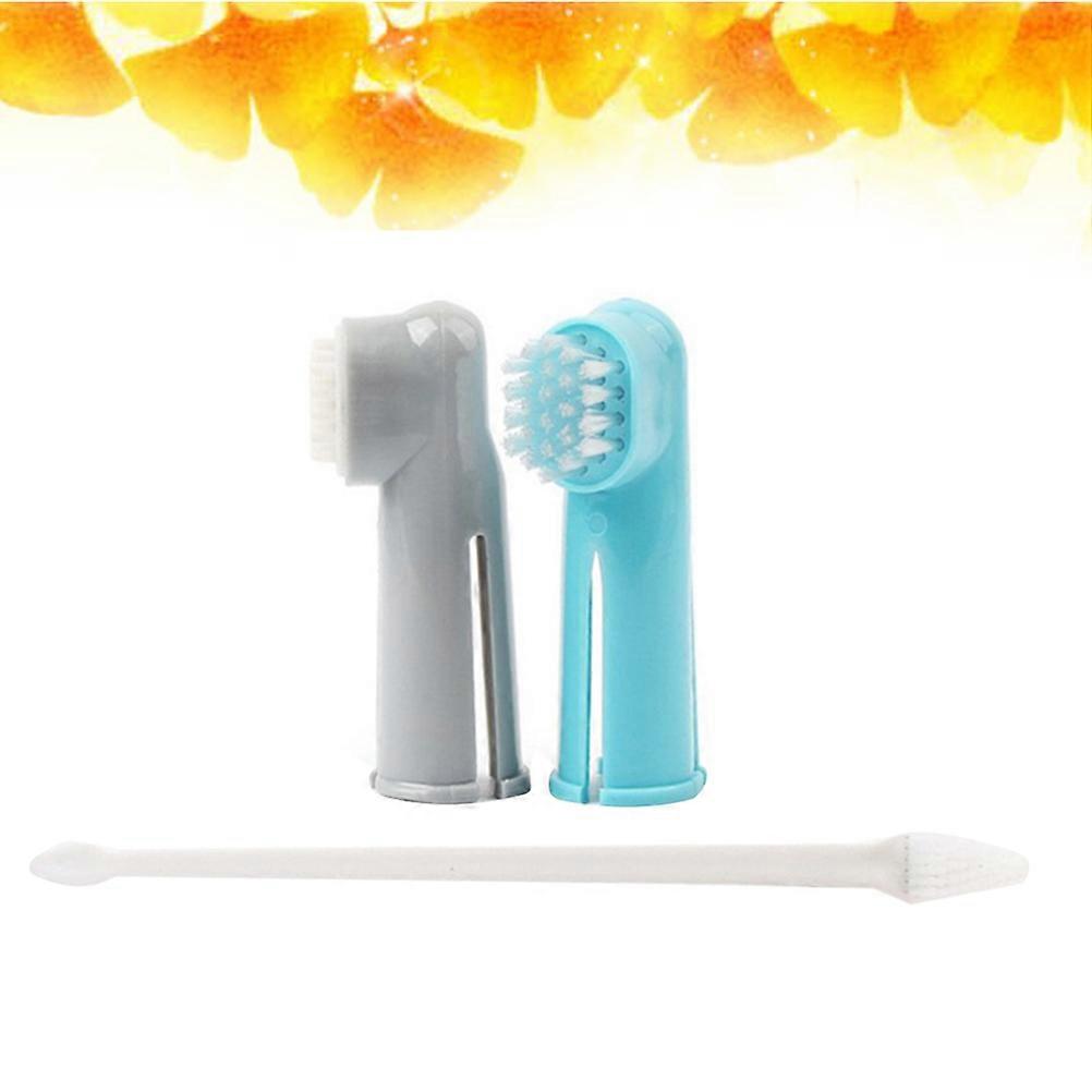 Pet Toothbrush Two-Head Finger Brush Cleaning Tools 4Set for Pets