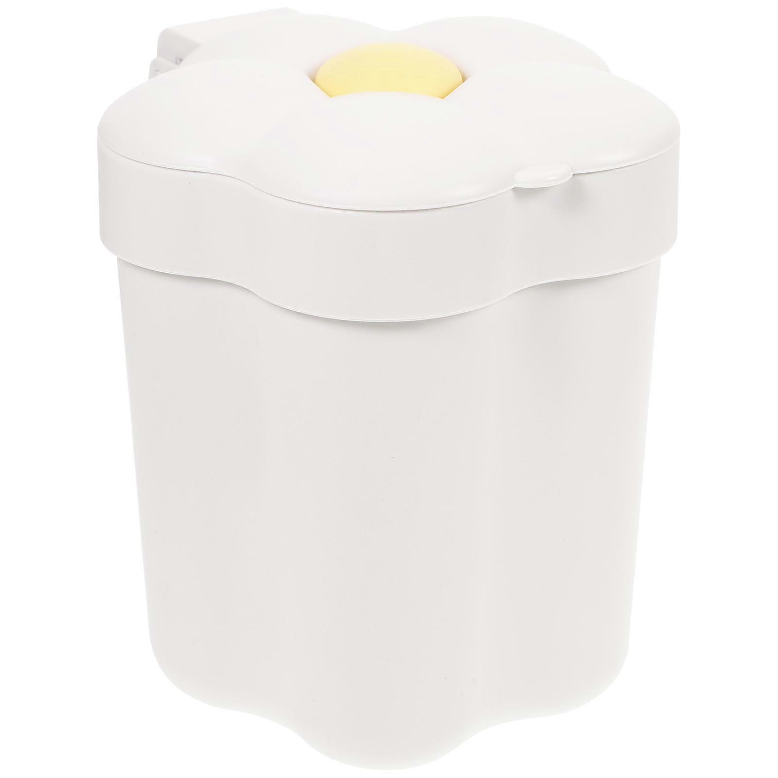 Small White Wastebasket for Storage Use Desktop Trash Bin