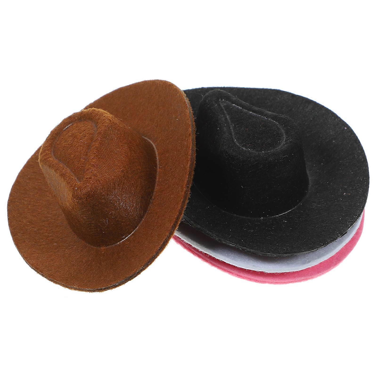 Miniature Cowboy Hat for Decor 4Pcs Assorted Color Nonwoven Material