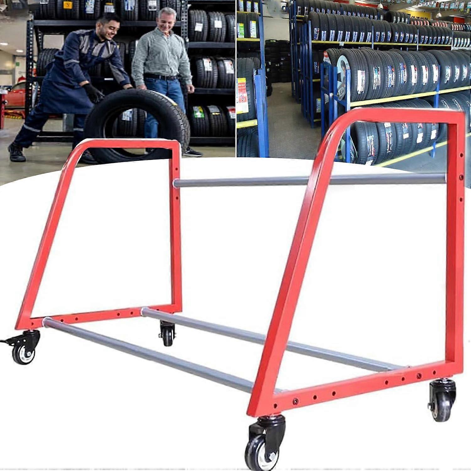 Heavy Duty Adjustable Rolling Tire Storage Rack for Garage with Wheels and SpaceSaving Design