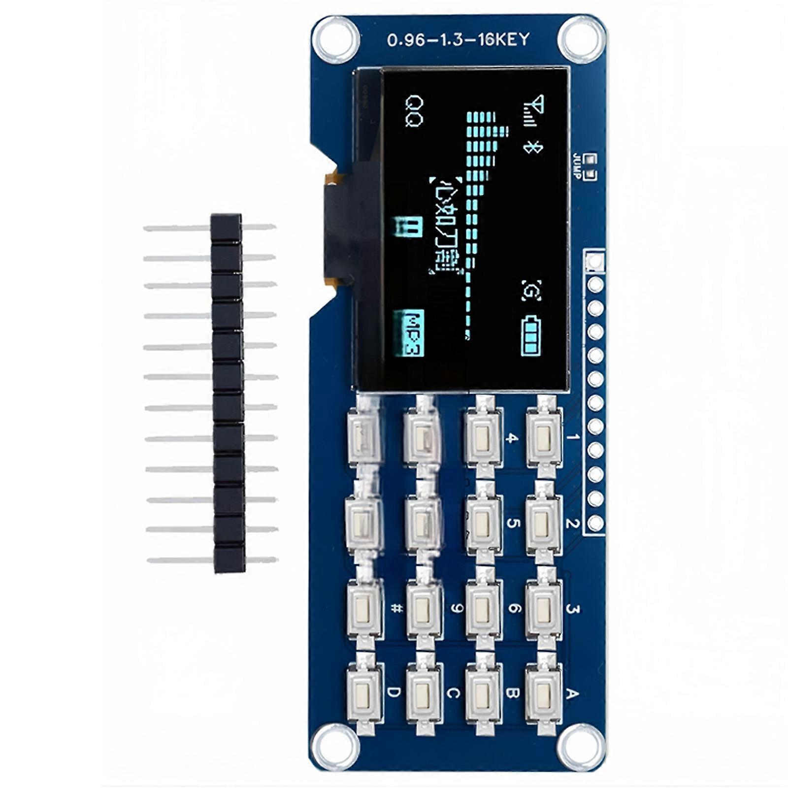 High Contrast 1.3Inch LED Screen Module With 16Button 4x4Matrix Keypad Featuring SH1106 Support For Applications Multicolor