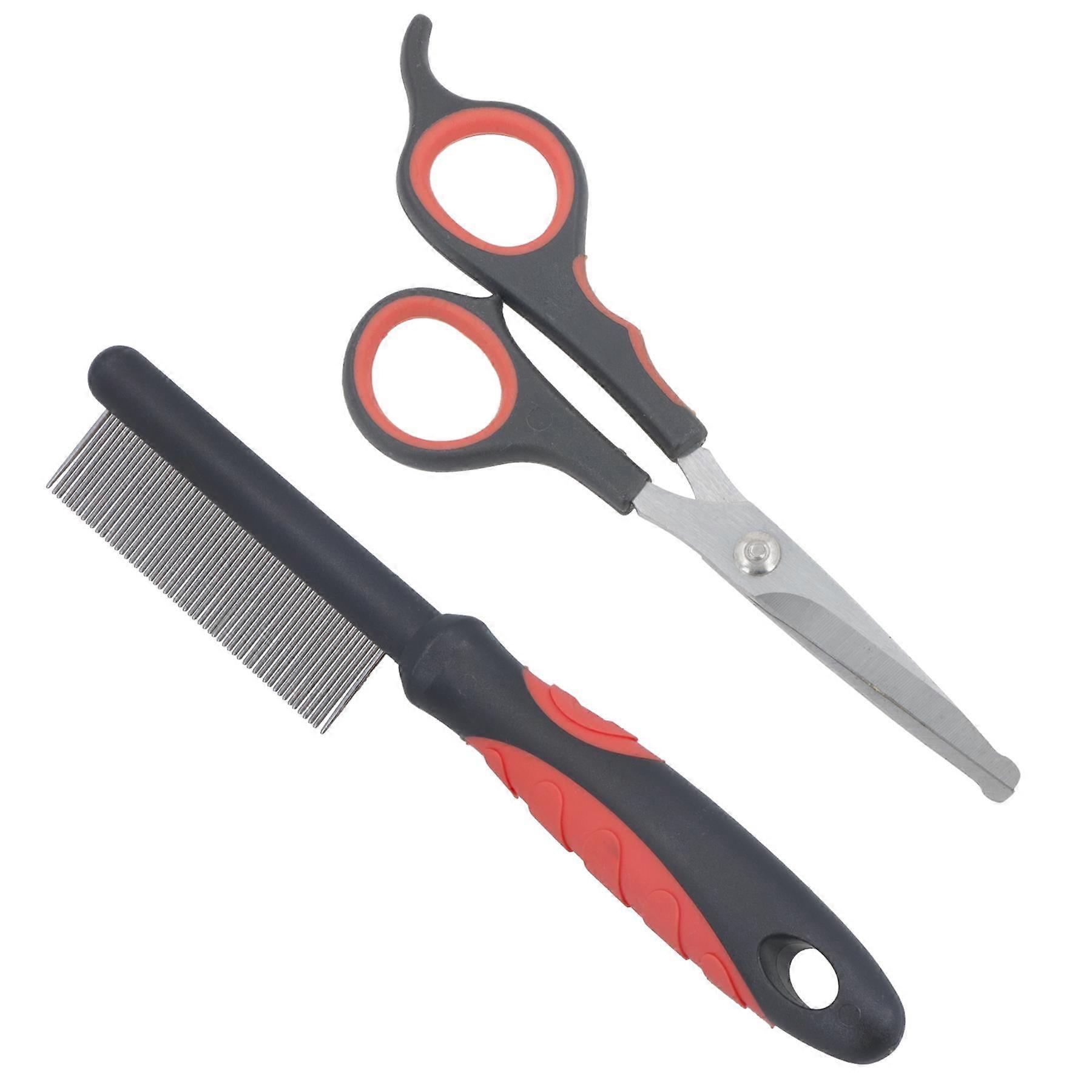 Soft Protection Fine Toothed Detangling Comb & Ear/Face Scissors For Dog Cat